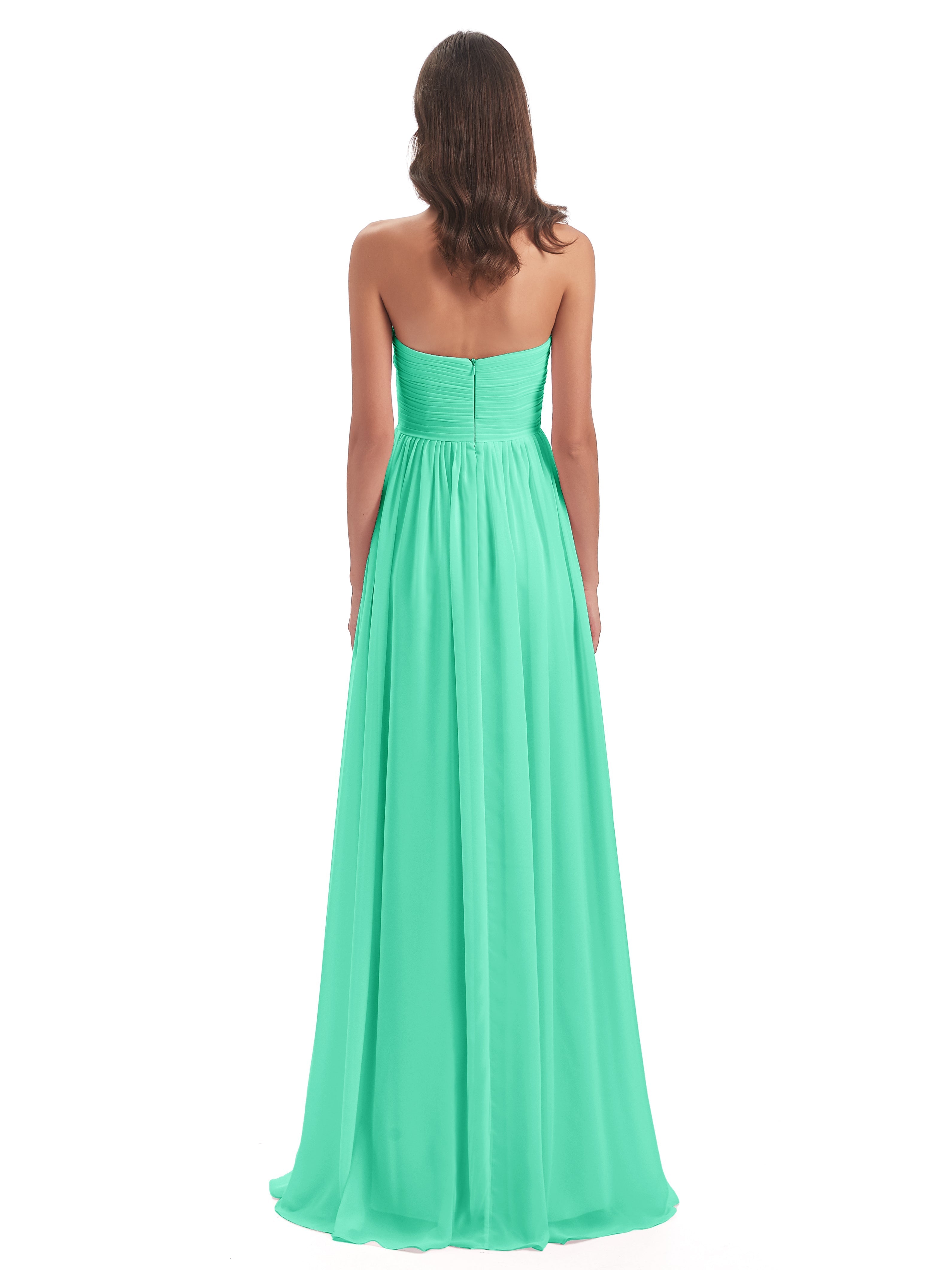 Demoiselle Dhonneur Robe Bleu Turquoise Col Coeur Sans Manche Mousseline Robes Demoiselle D'Honneur