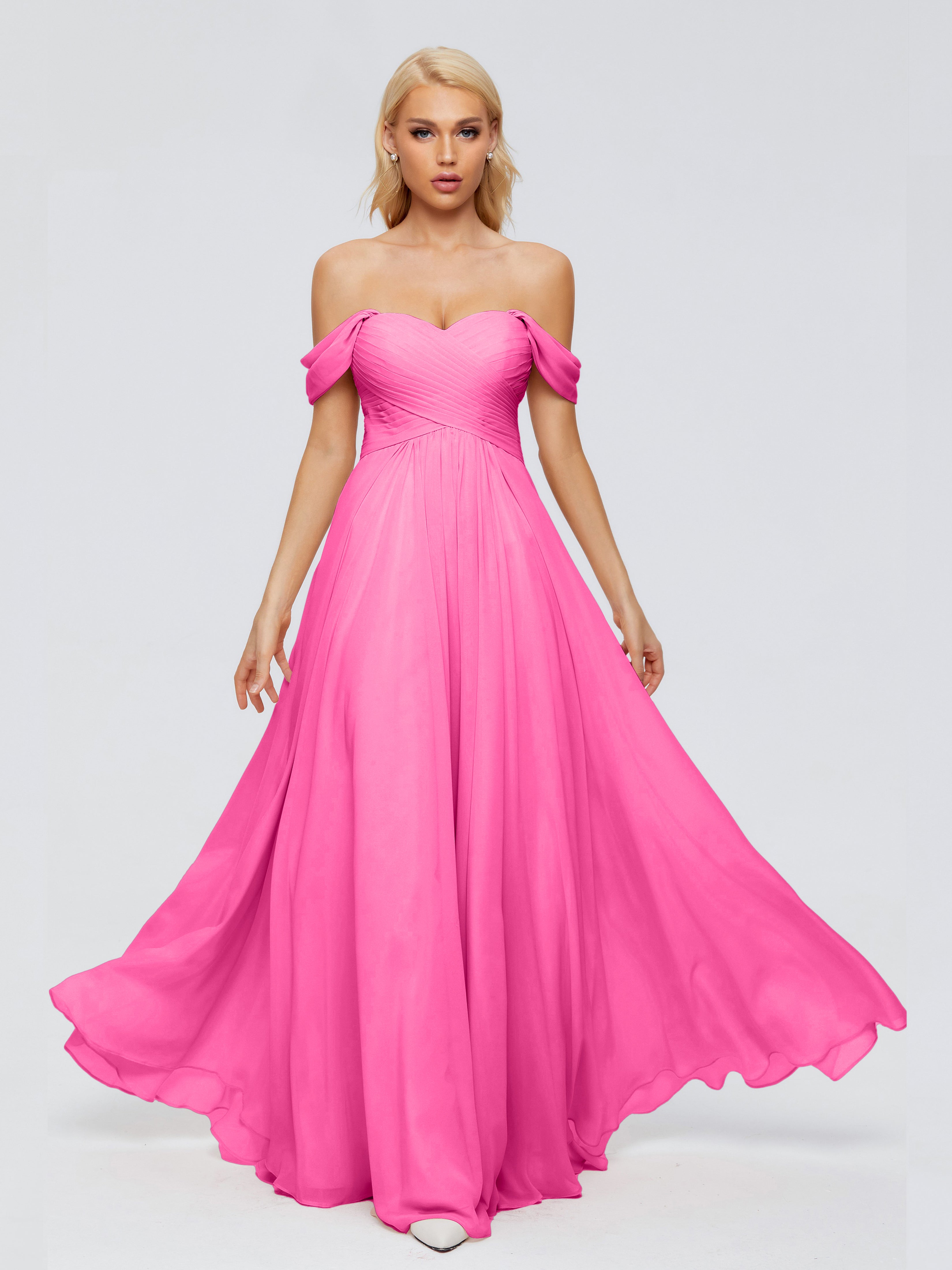 Robe Demoiselle D Honneur Azalée Trapèze Encolure Dégagée Mousseline Robes Demoiselle D'Honneur