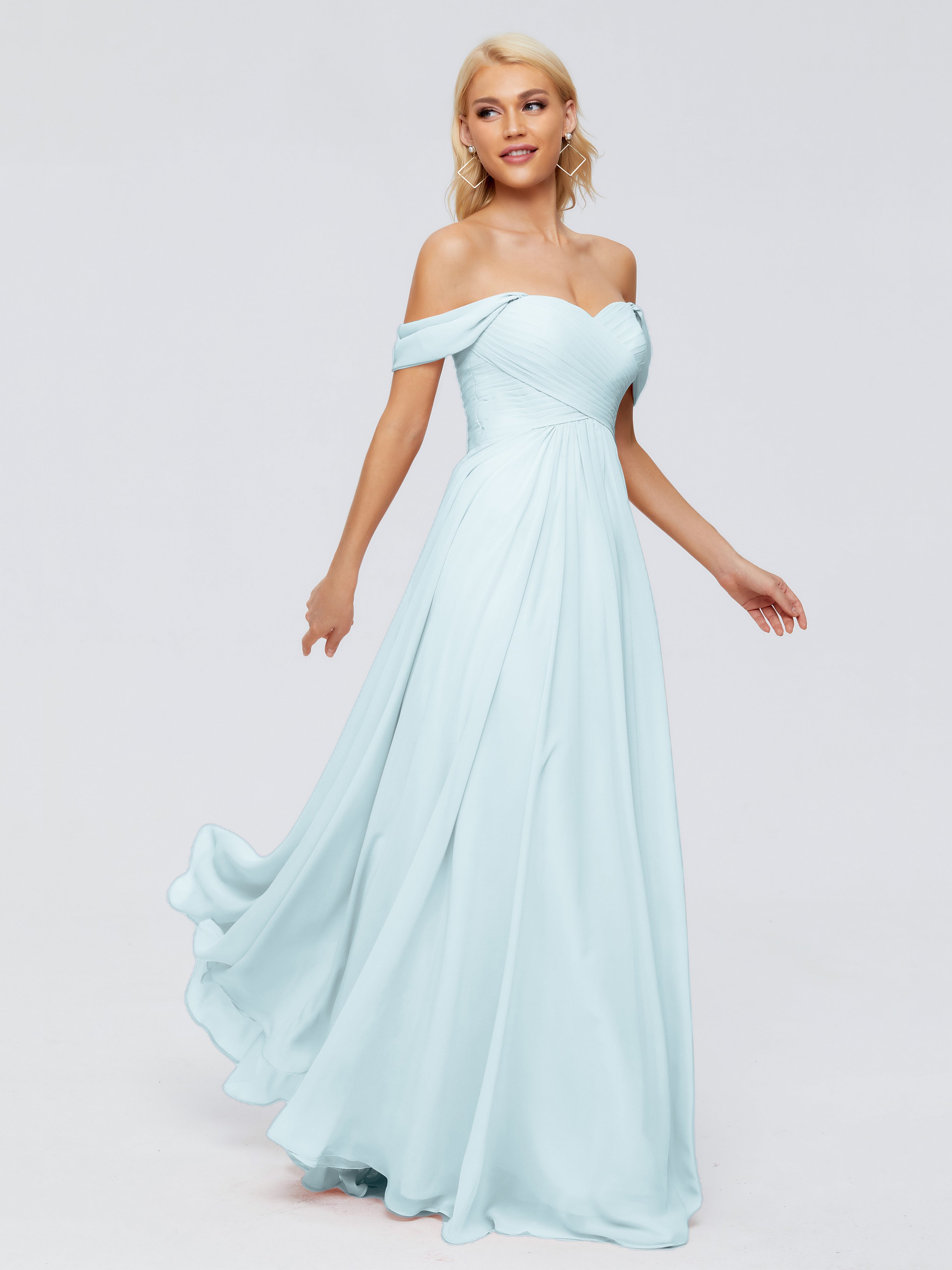 Robe De Demoiselle D'Honneur Brume Trapèze Encolure Dégagée Mousseline Robes Demoiselle D'Honneur