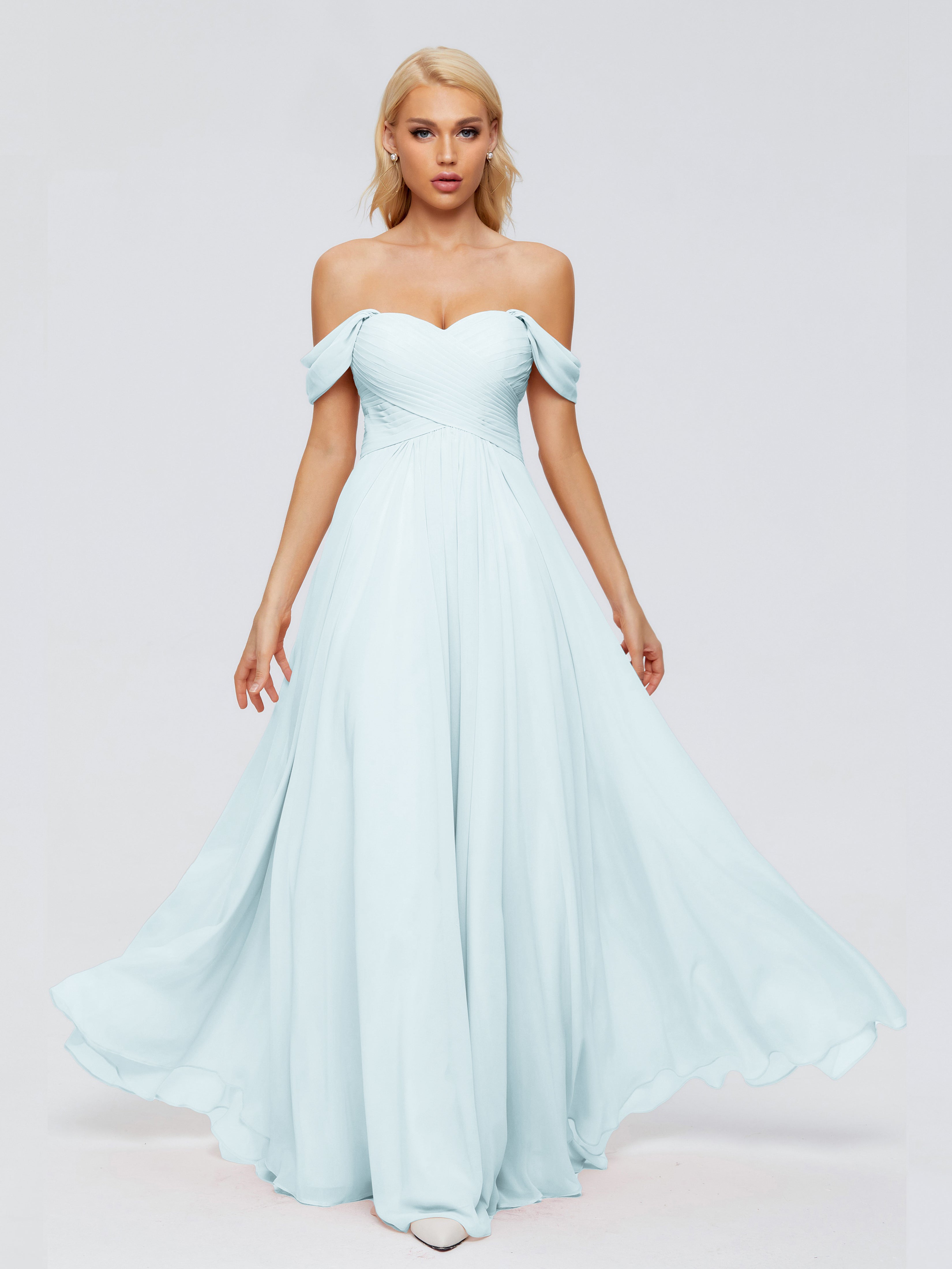 Robe De Demoiselle D'Honneur Brume Trapèze Encolure Dégagée Mousseline Robes Demoiselle D'Honneur