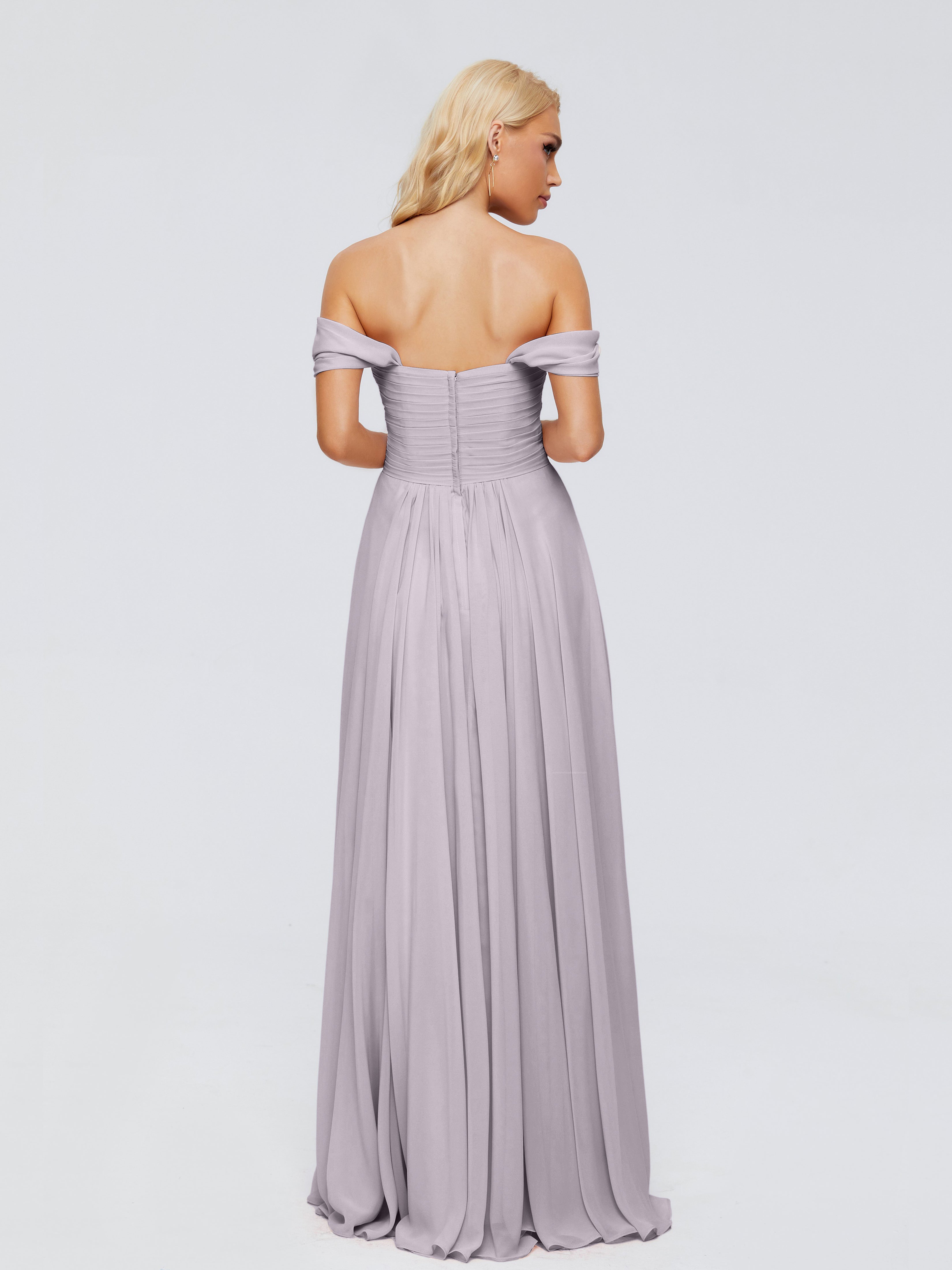 Robes De Demoiselle D'Honneur Couleur Crépuscule Trapèze Encolure Dégagée Mousseline Robes Demoiselle D'Honneur