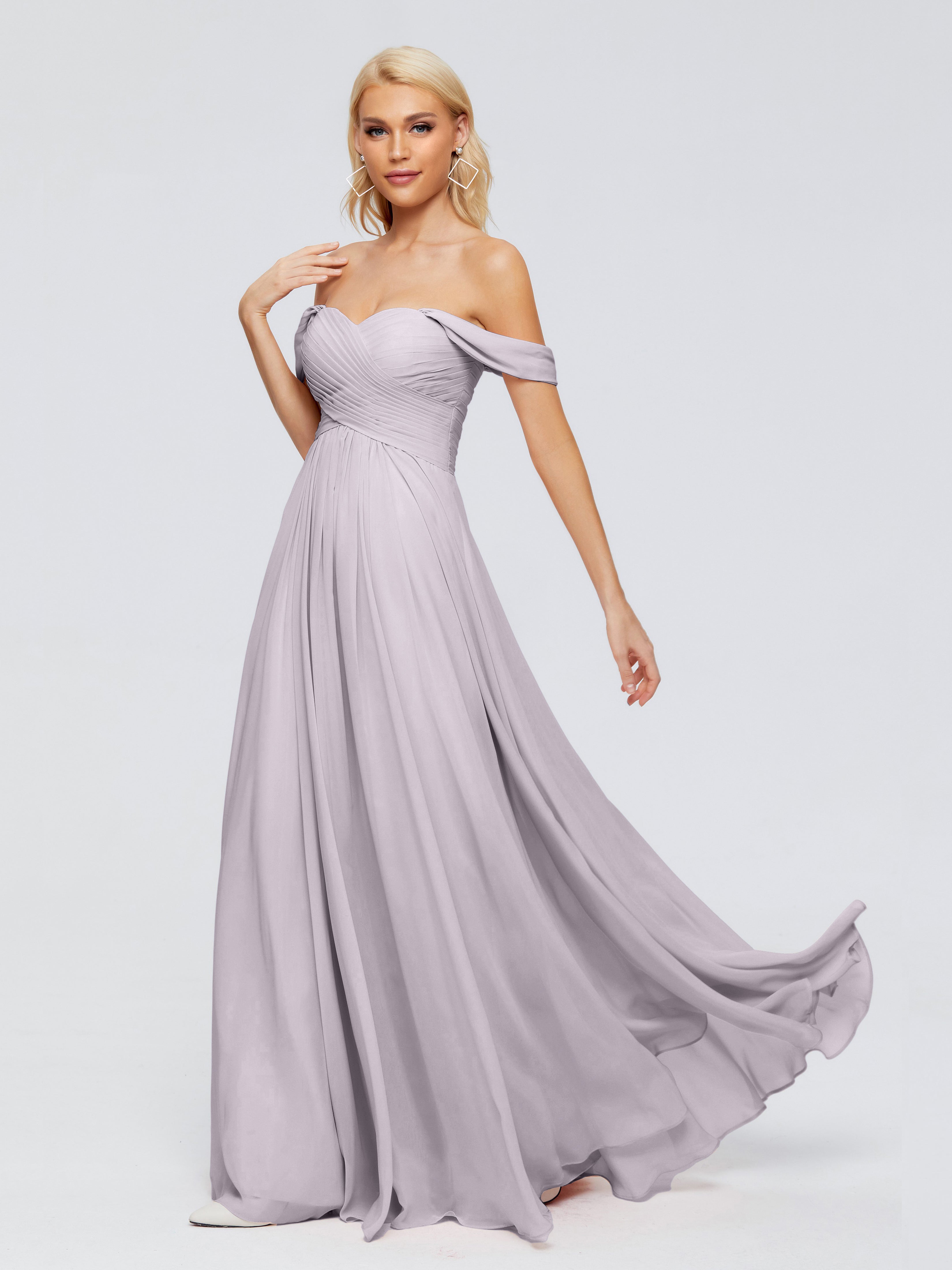 Robes De Demoiselle D'Honneur Couleur Crépuscule Trapèze Encolure Dégagée Mousseline Robes Demoiselle D'Honneur