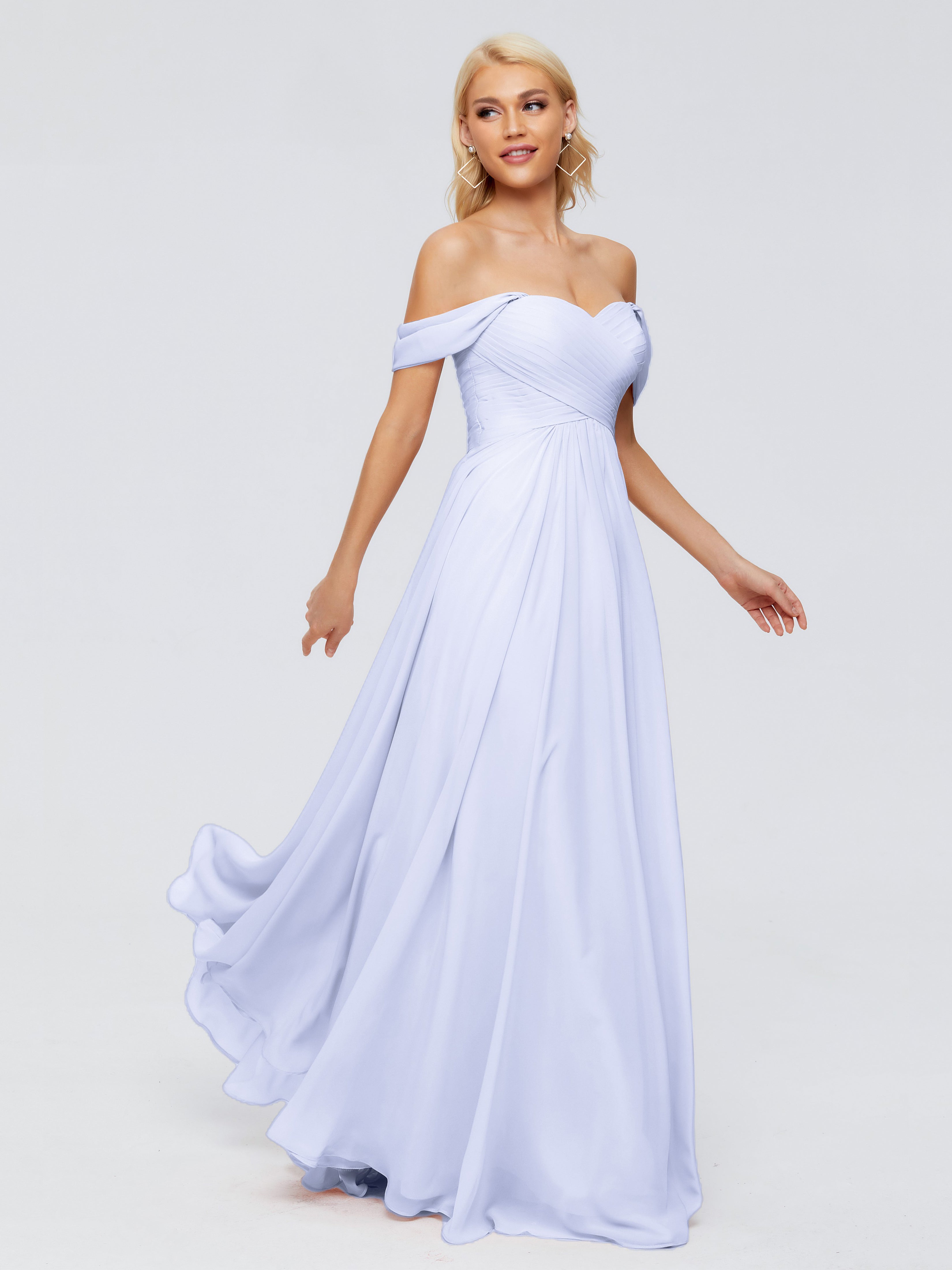 Robes De Demoiselle D'Honneur Lavande Trapèze Encolure Dégagée Mousseline Robes Demoiselle D'Honneur