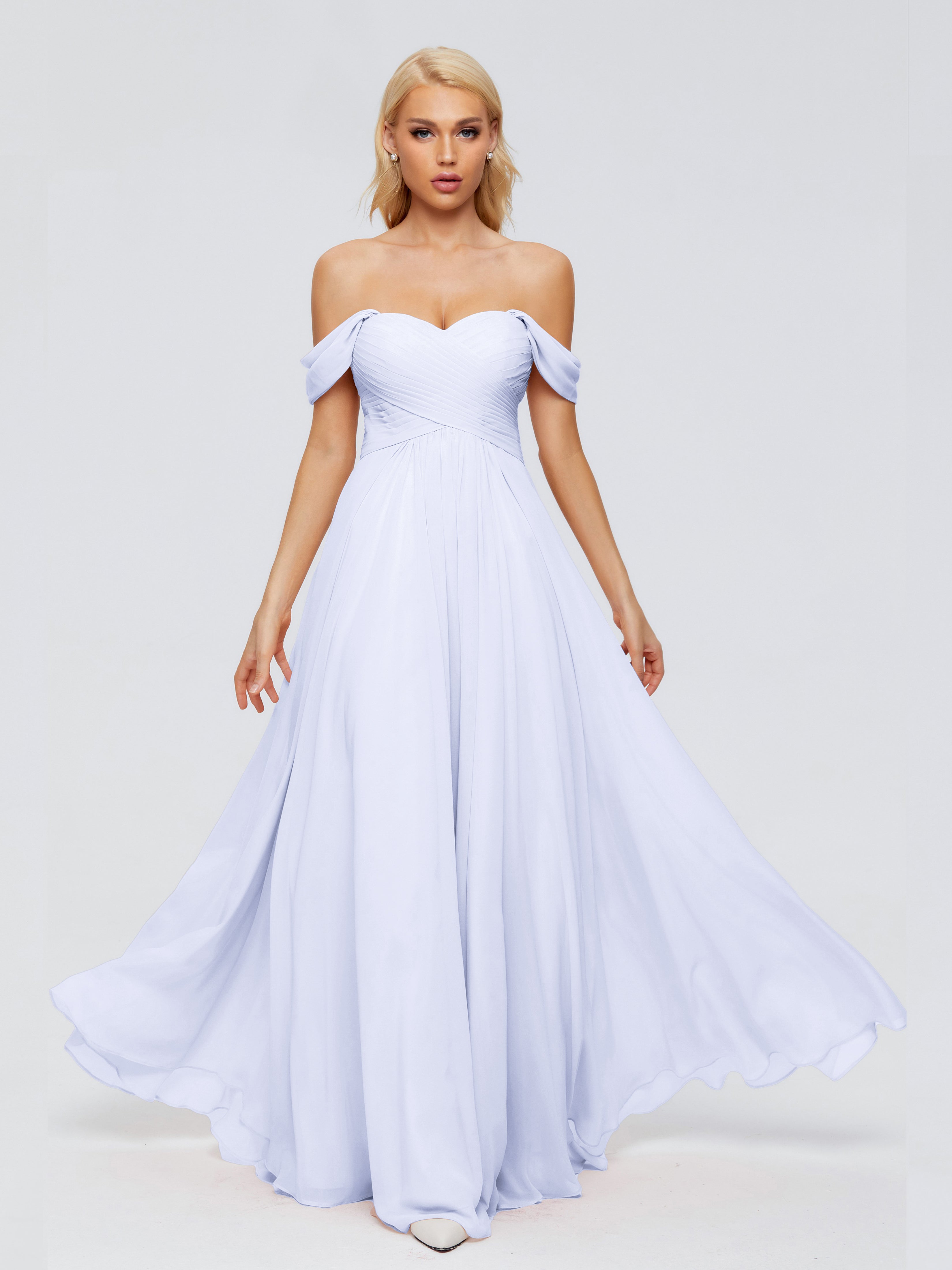 Robes De Demoiselle D'Honneur Lavande Trapèze Encolure Dégagée Mousseline Robes Demoiselle D'Honneur