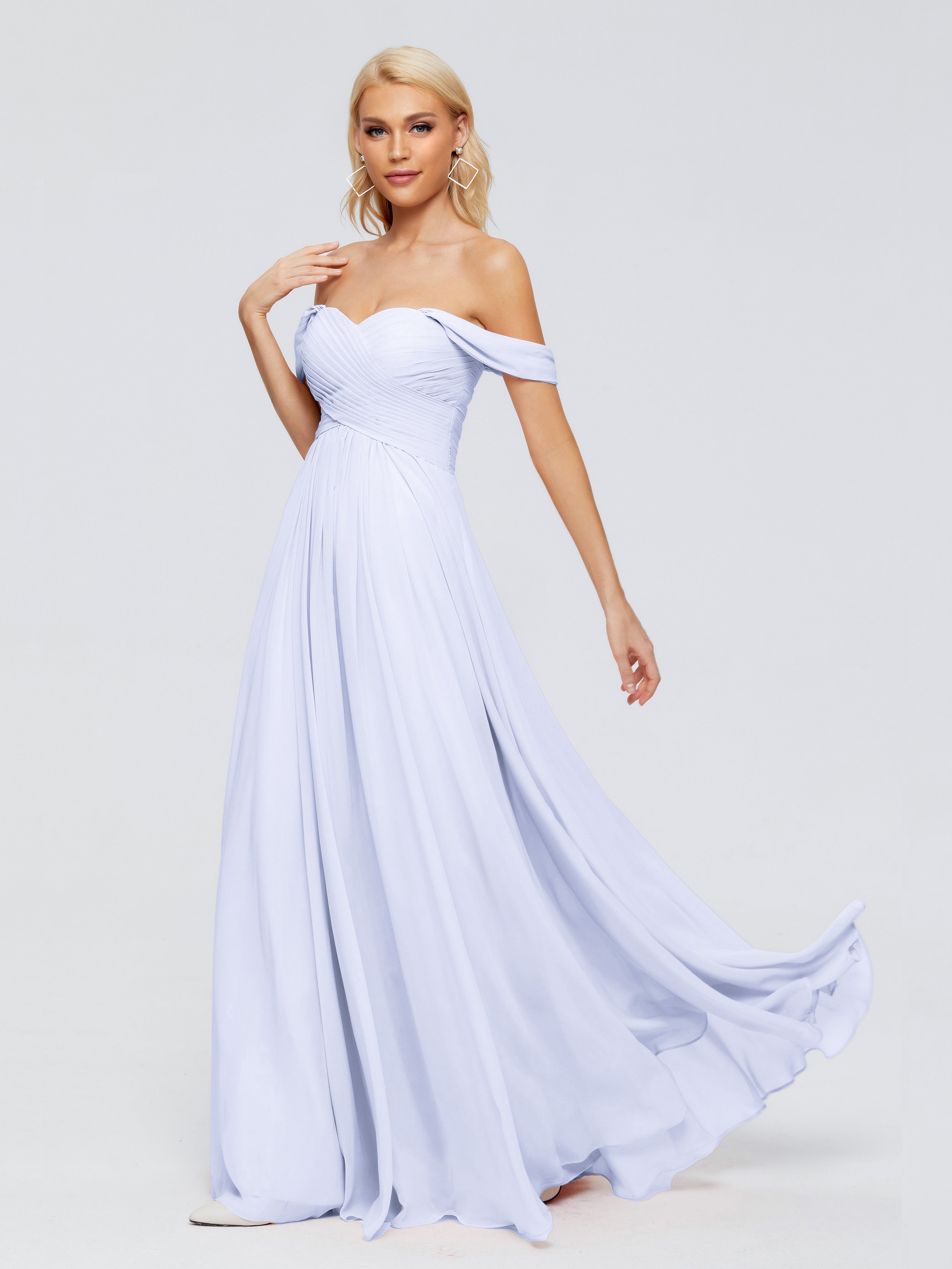 Robes De Demoiselle D'Honneur Lavande Trapèze Encolure Dégagée Mousseline Robes Demoiselle D'Honneur