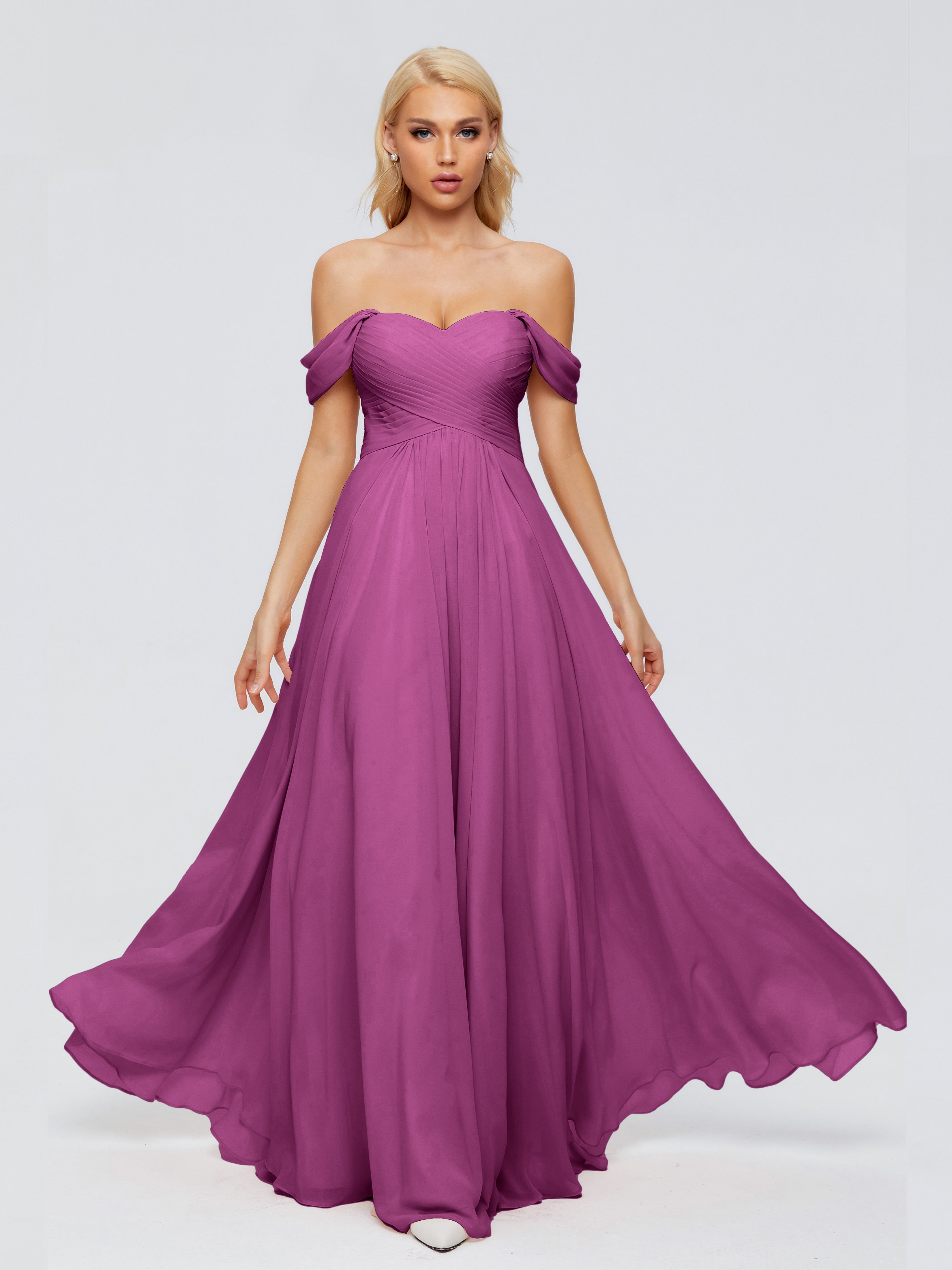 Robes De Demoiselle D'Honneur Orchidée Trapèze Encolure Dégagée Mousseline Robes Demoiselle D'Honneur