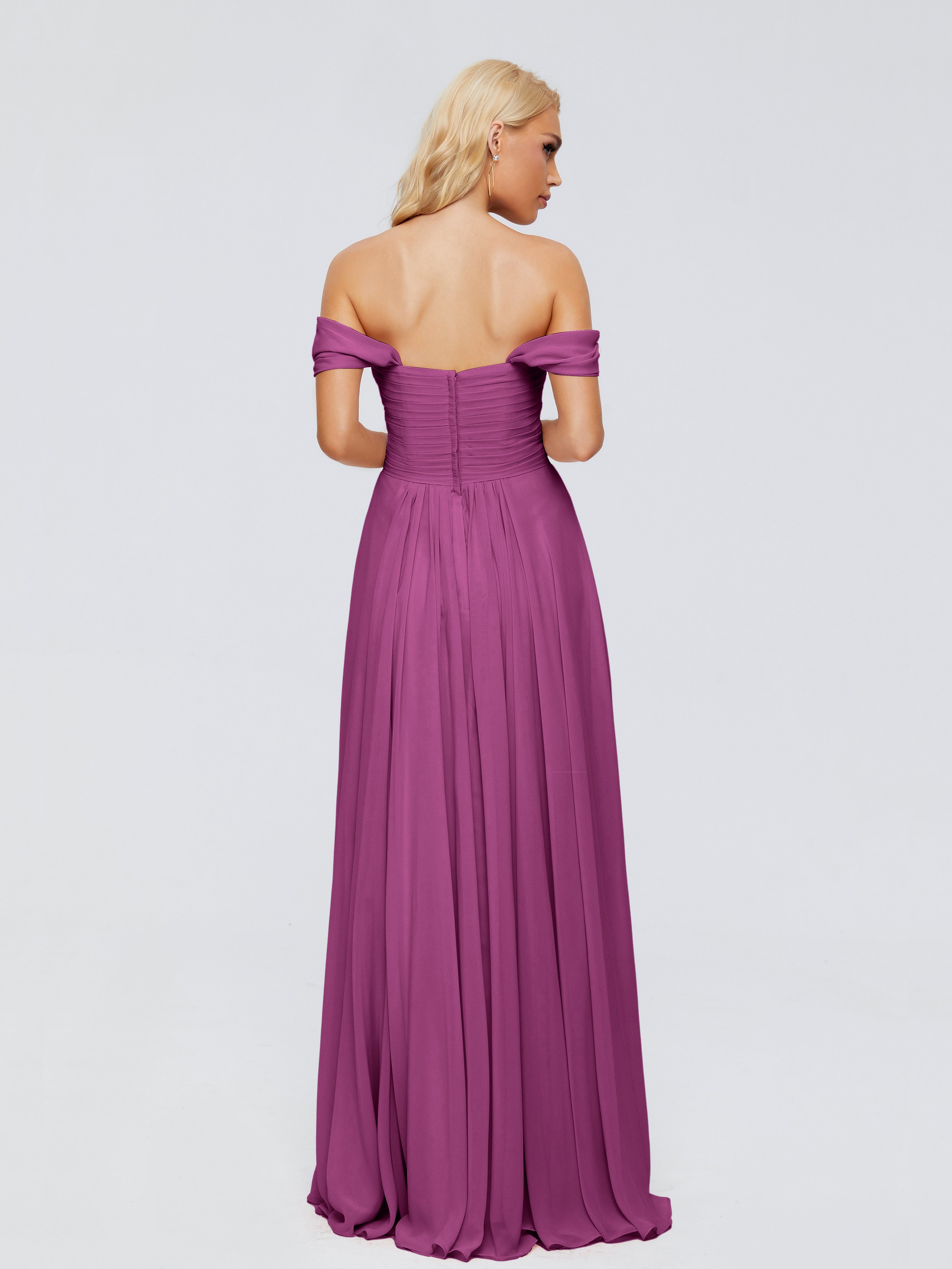 Robes De Demoiselle D'Honneur Orchidée Trapèze Encolure Dégagée Mousseline Robes Demoiselle D'Honneur
