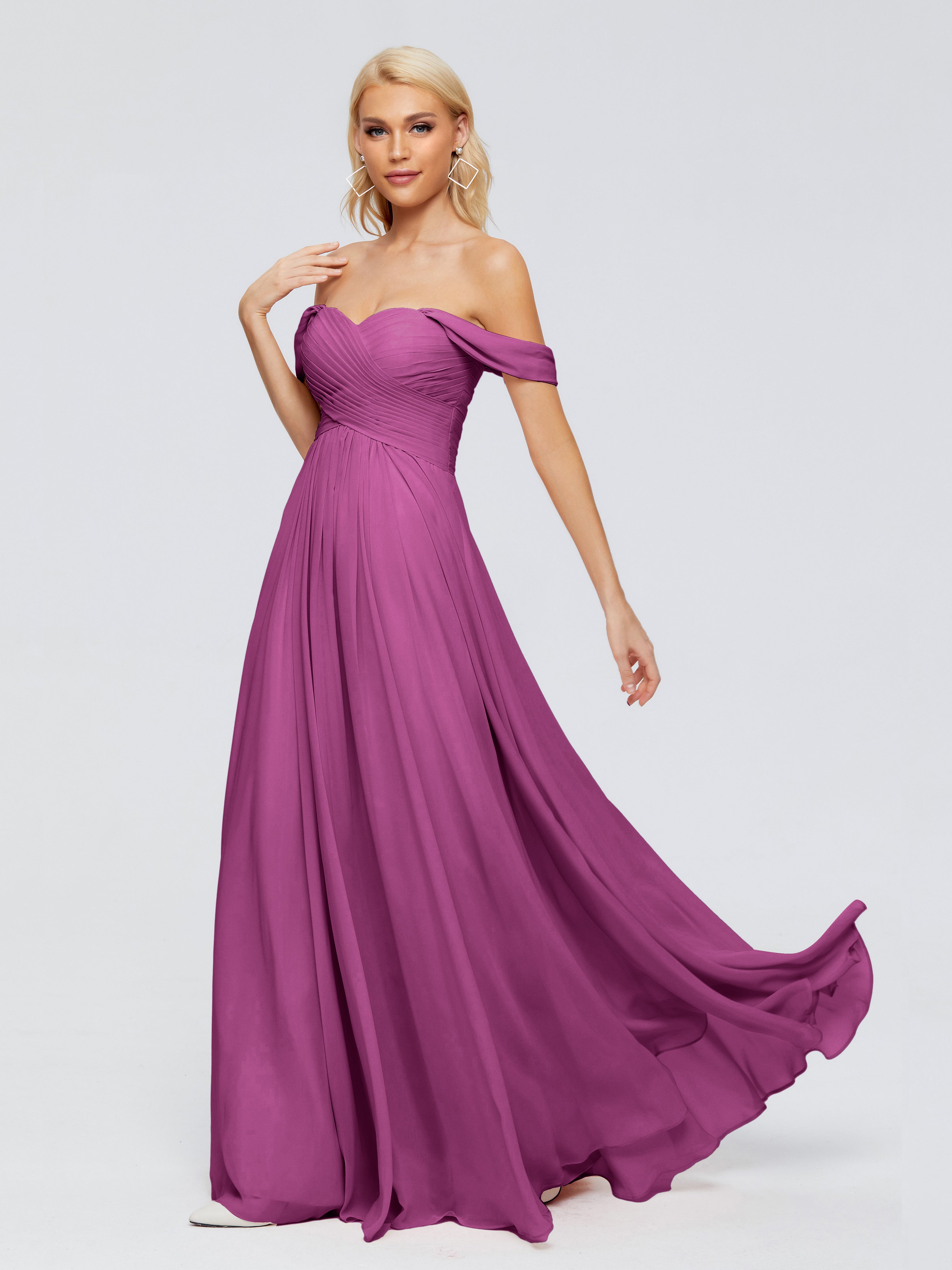 Robes De Demoiselle D'Honneur Orchidée Trapèze Encolure Dégagée Mousseline Robes Demoiselle D'Honneur