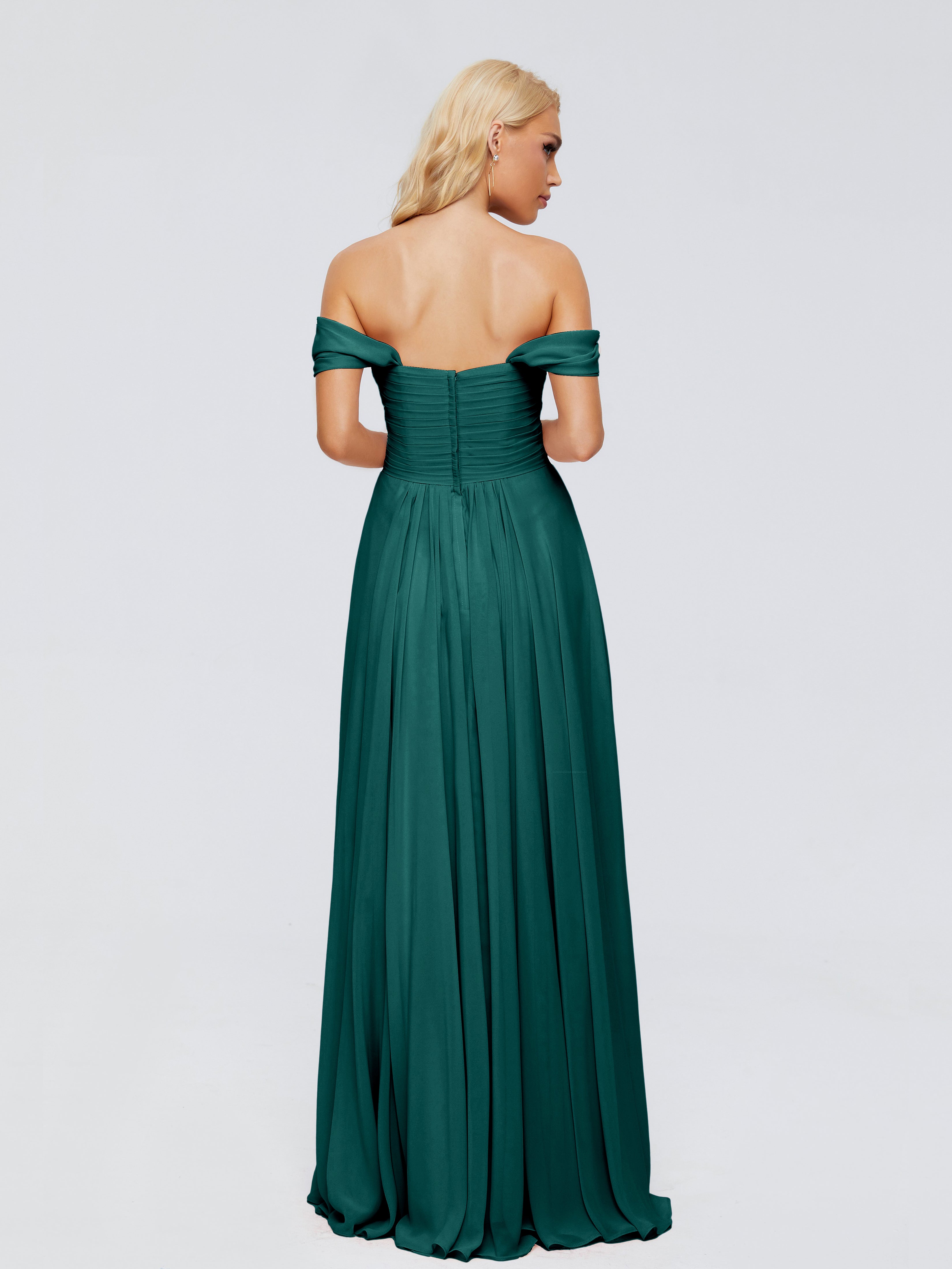 Demoiselle D'Honneur De Paon Trapèze Encolure Dégagée Mousseline Robes Demoiselle D'Honneur