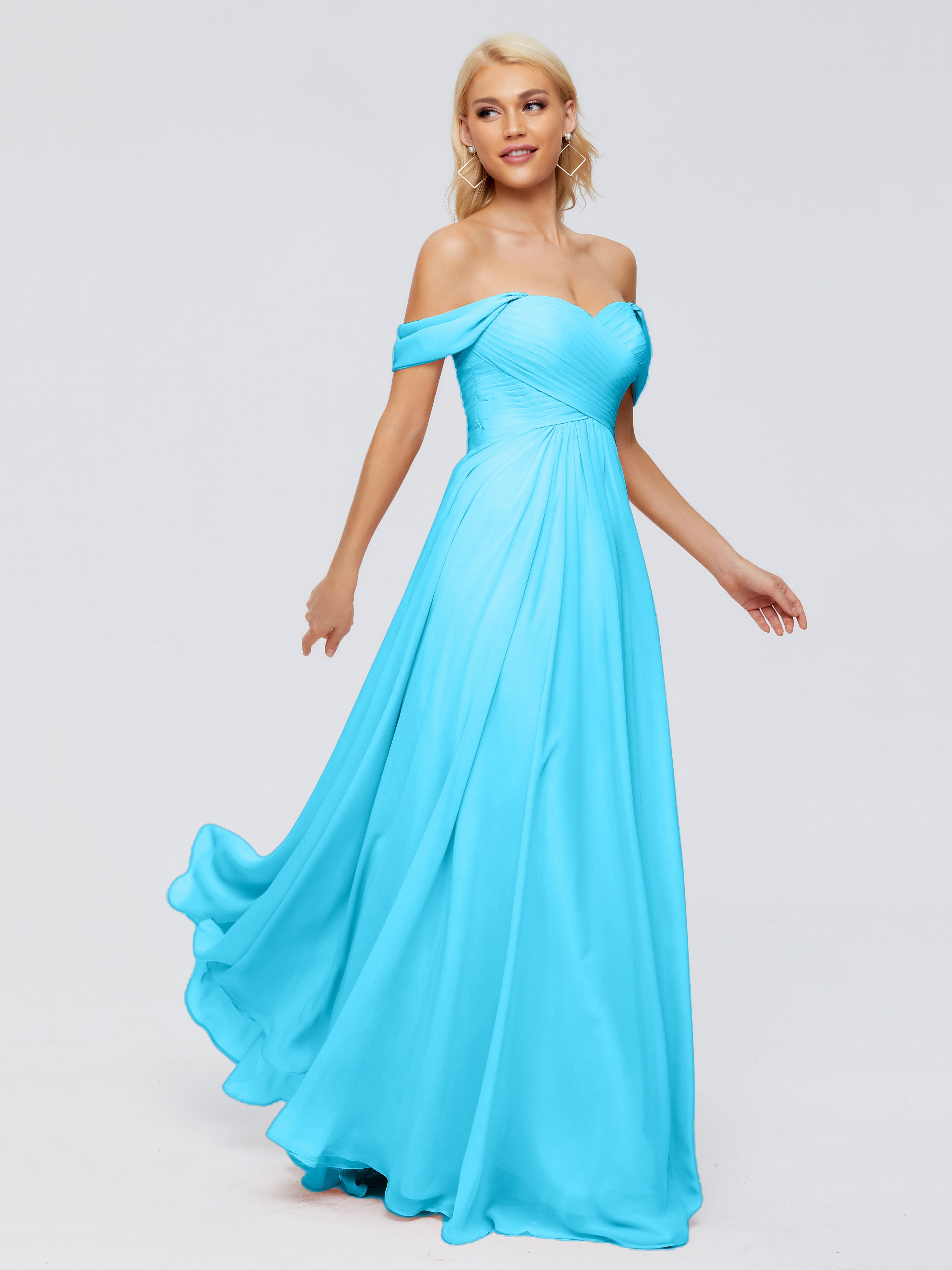 Robe De Demoiselle D'Honneur En Piscine Trapèze Encolure Dégagée Mousseline Robes Demoiselle D'Honneur