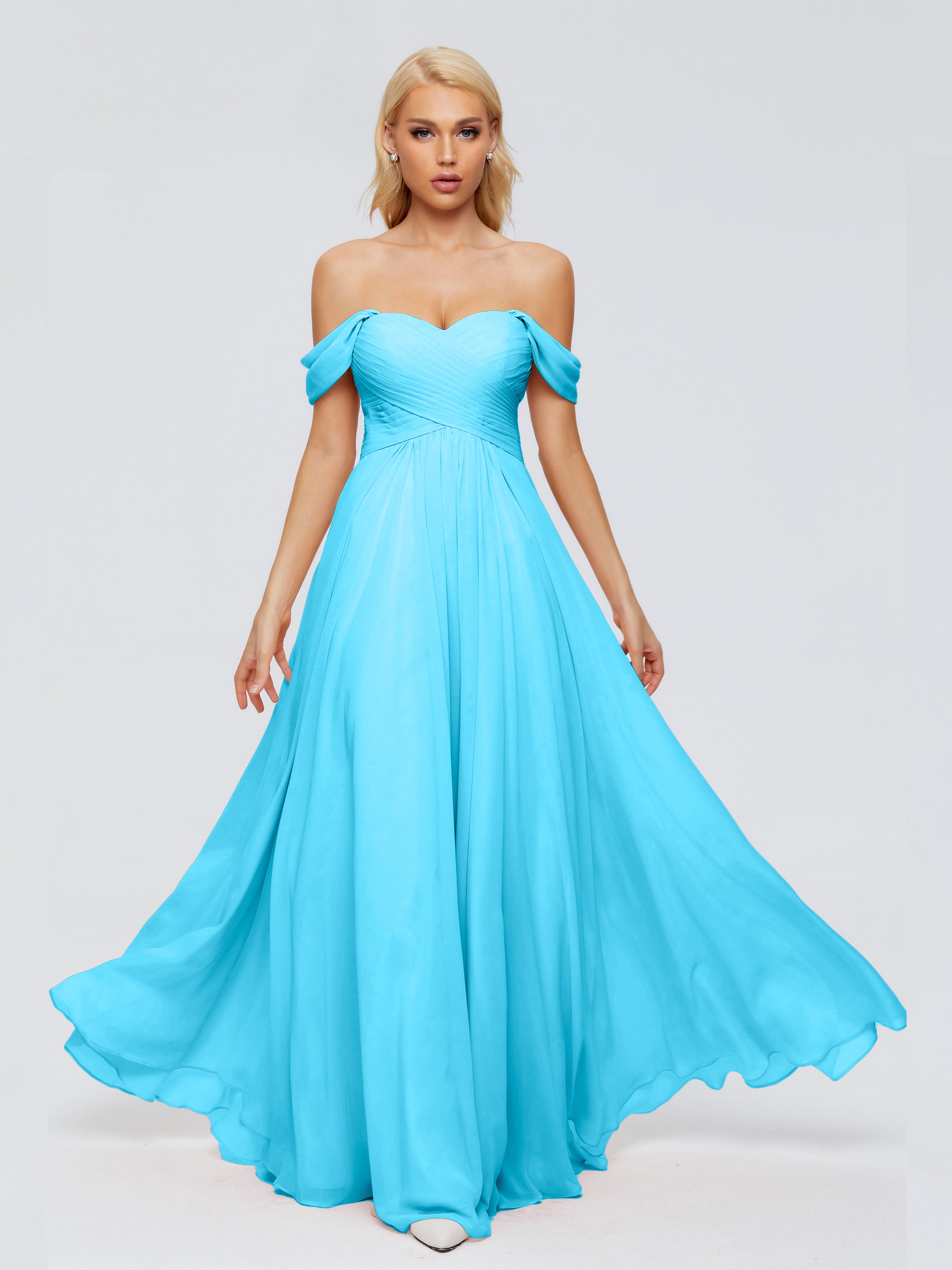 Robe De Demoiselle D'Honneur En Piscine Trapèze Encolure Dégagée Mousseline Robes Demoiselle D'Honneur