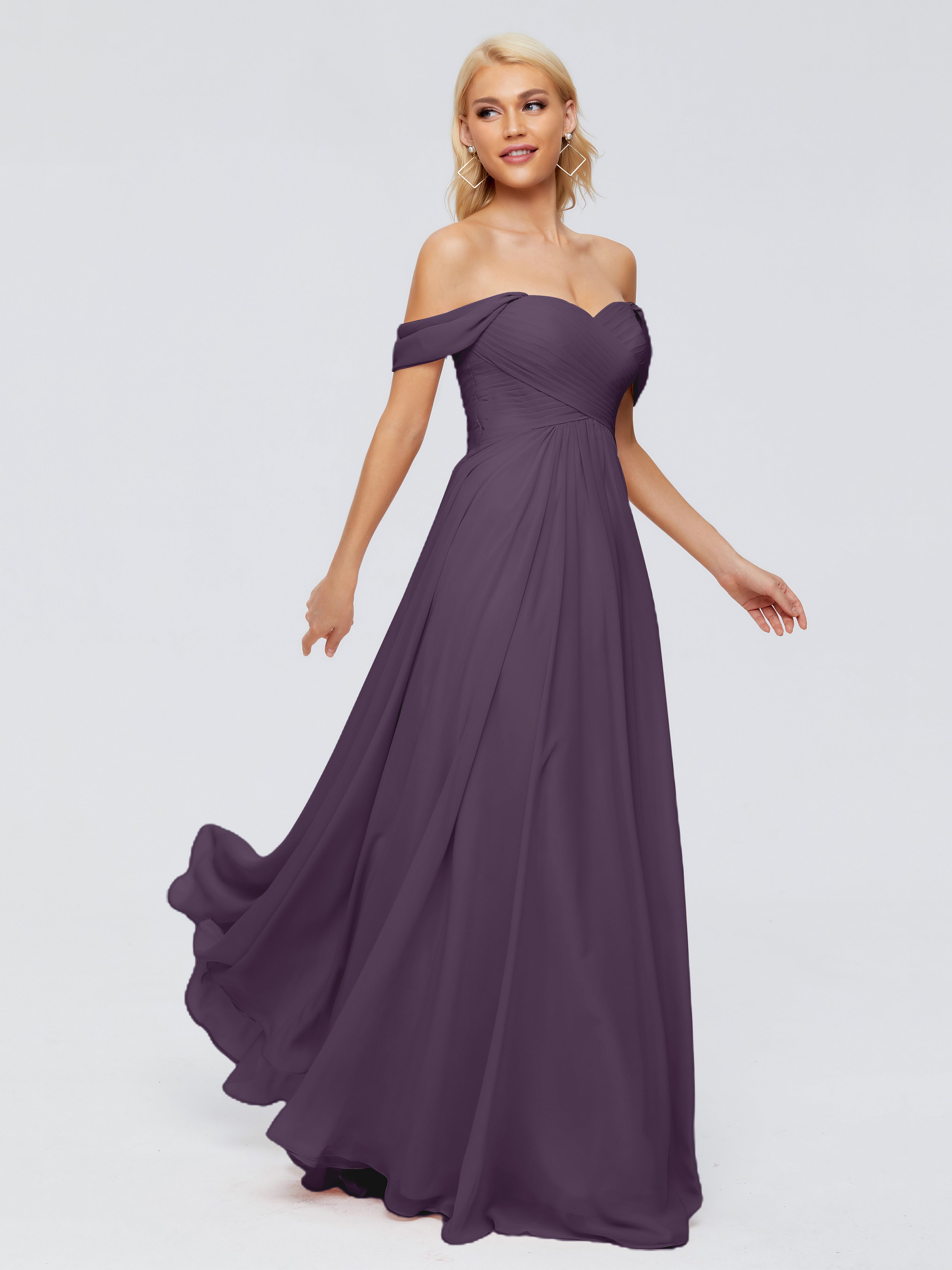 Robe Demoiselle D Honneur Plume Trapèze Encolure Dégagée Mousseline Robes Demoiselle D'Honneur