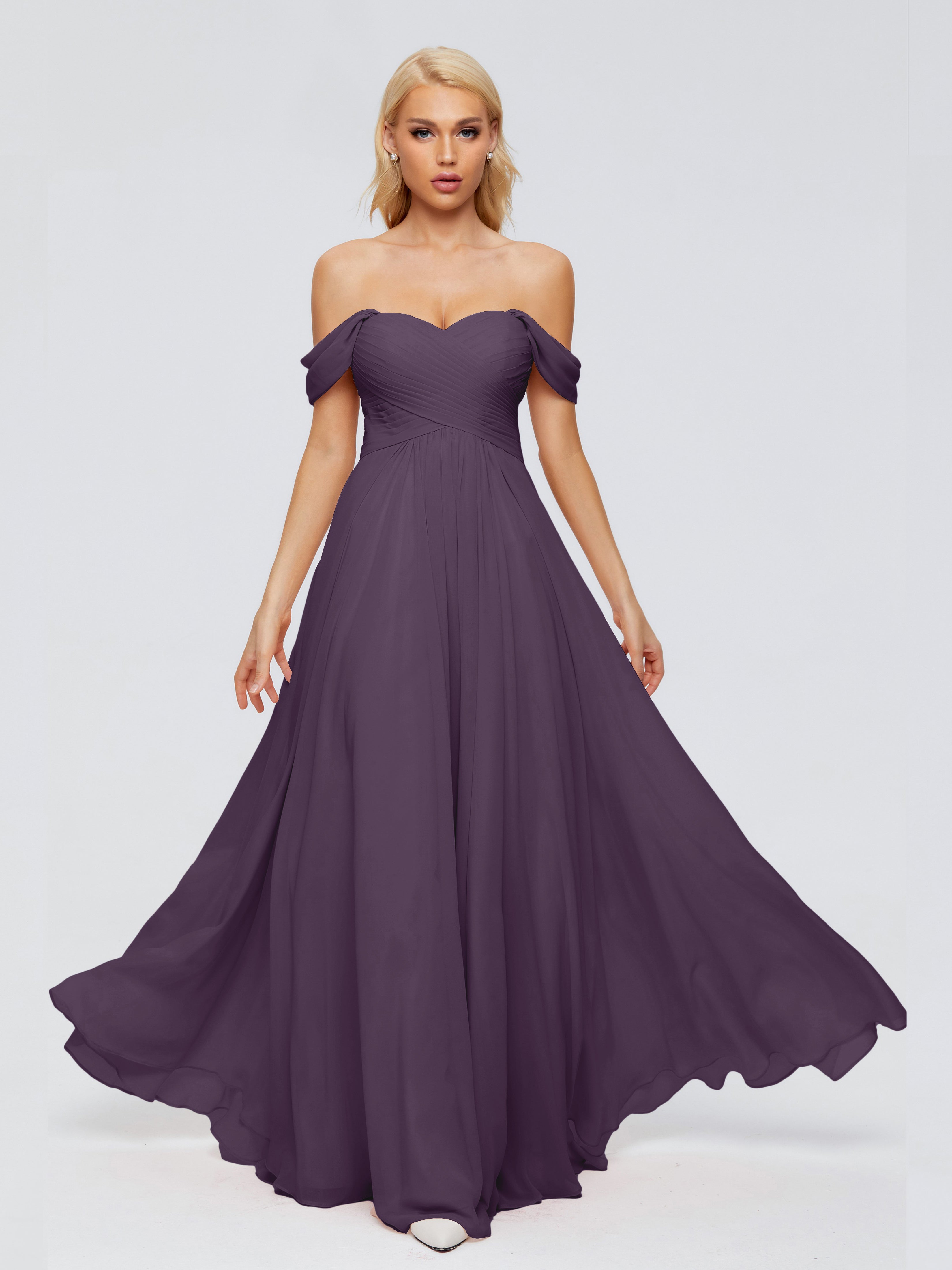 Robe Demoiselle D Honneur Plume Trapèze Encolure Dégagée Mousseline Robes Demoiselle D'Honneur