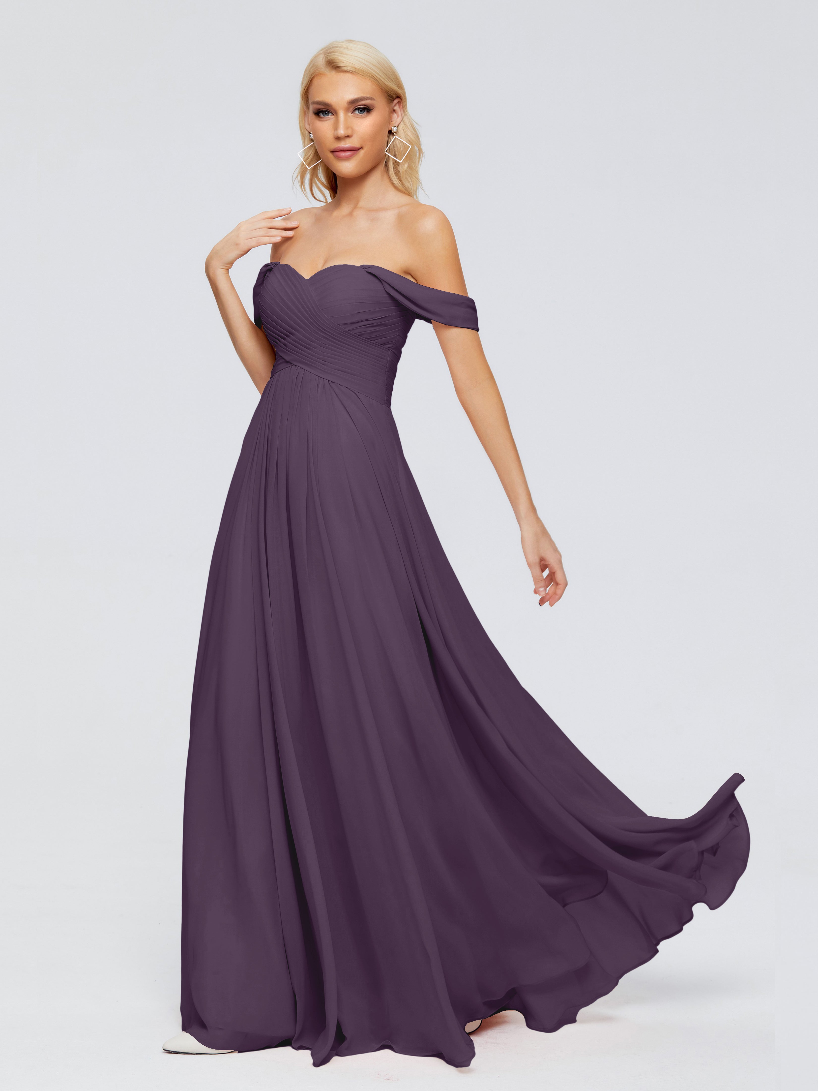 Robe Demoiselle D Honneur Plume Trapèze Encolure Dégagée Mousseline Robes Demoiselle D'Honneur