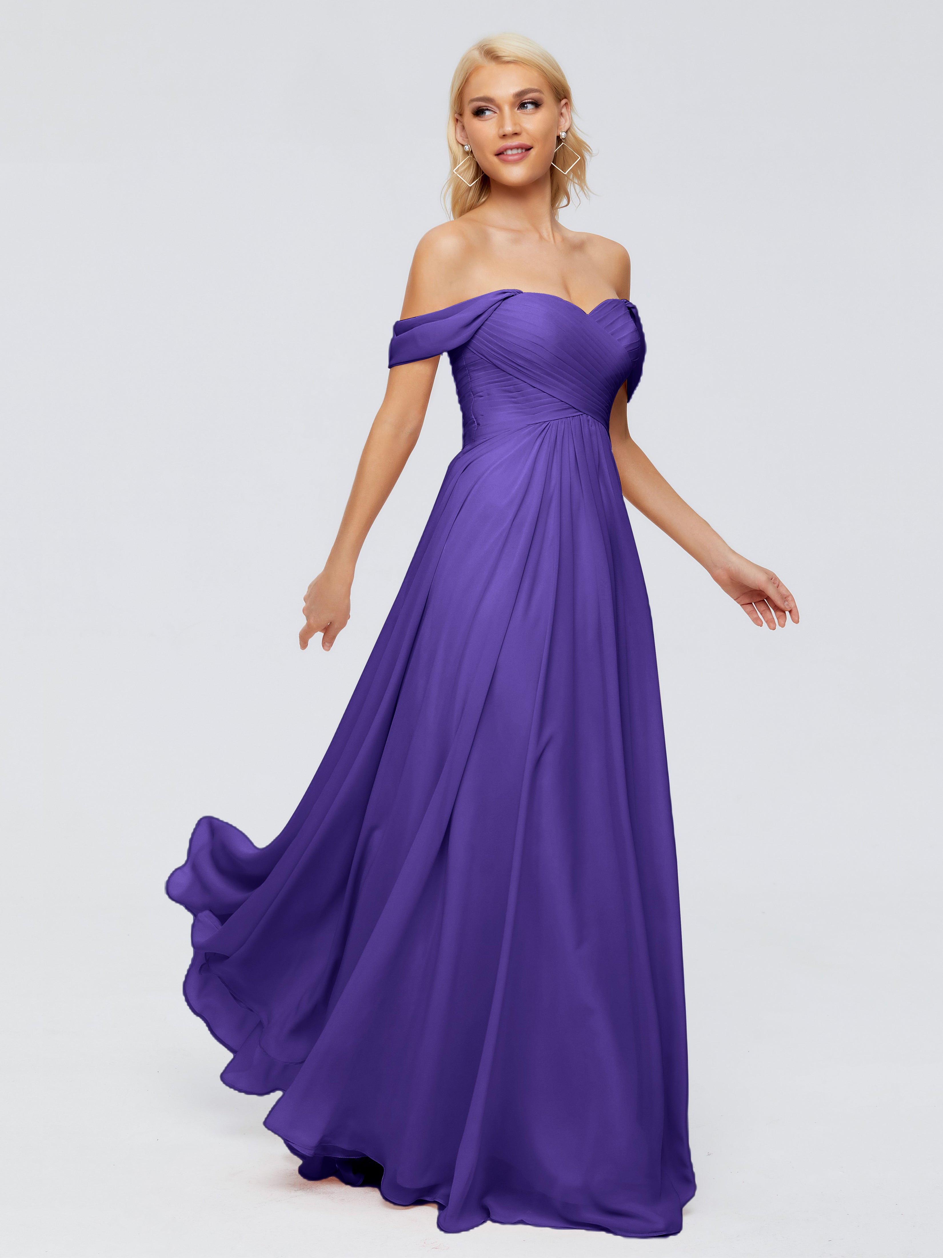 Robes De Demoiselle D'Honneur En Régence Trapèze Encolure Dégagée Mousseline Robes Demoiselle D'Honneur