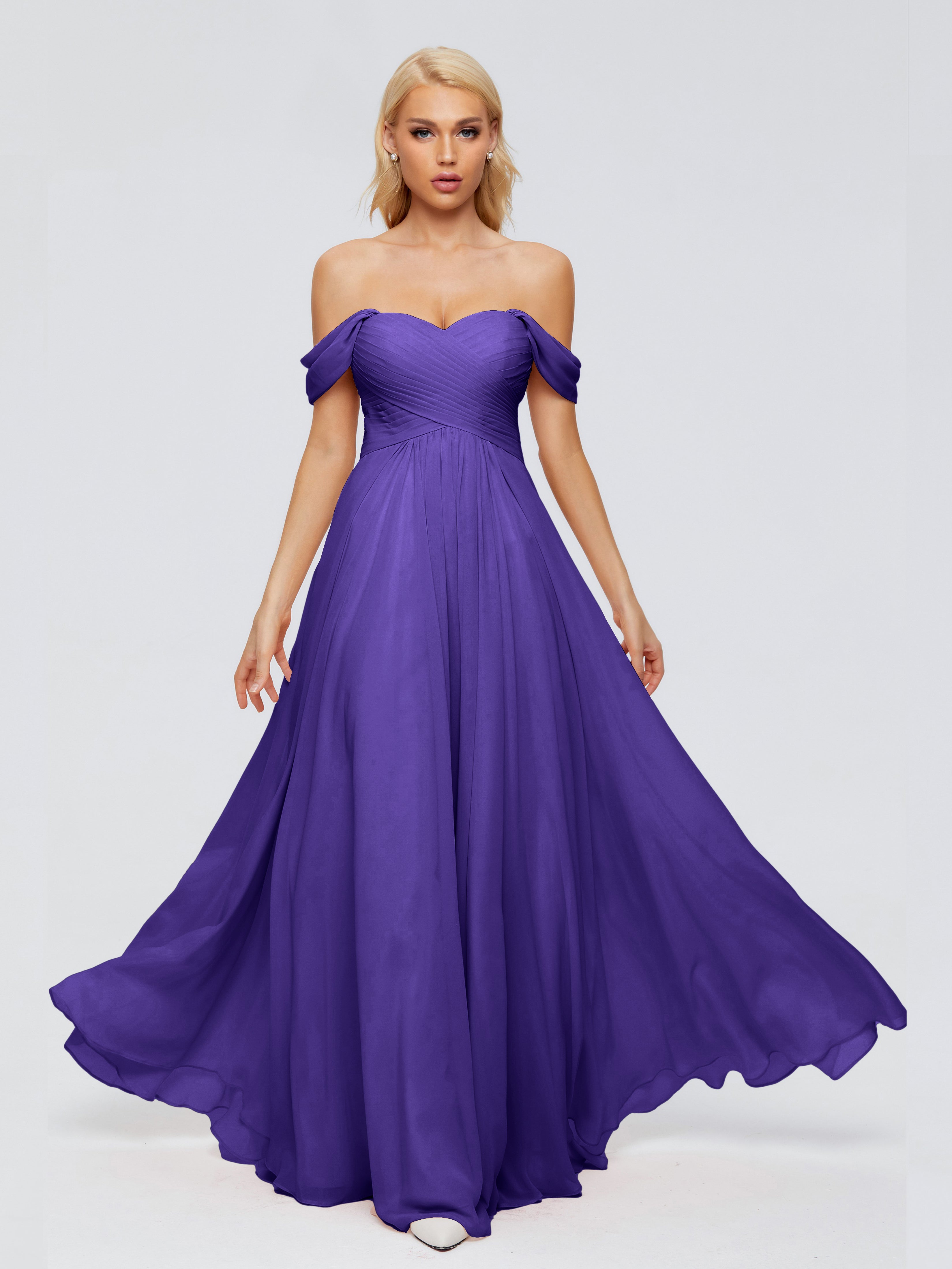 Robes De Demoiselle D'Honneur En Régence Trapèze Encolure Dégagée Mousseline Robes Demoiselle D'Honneur