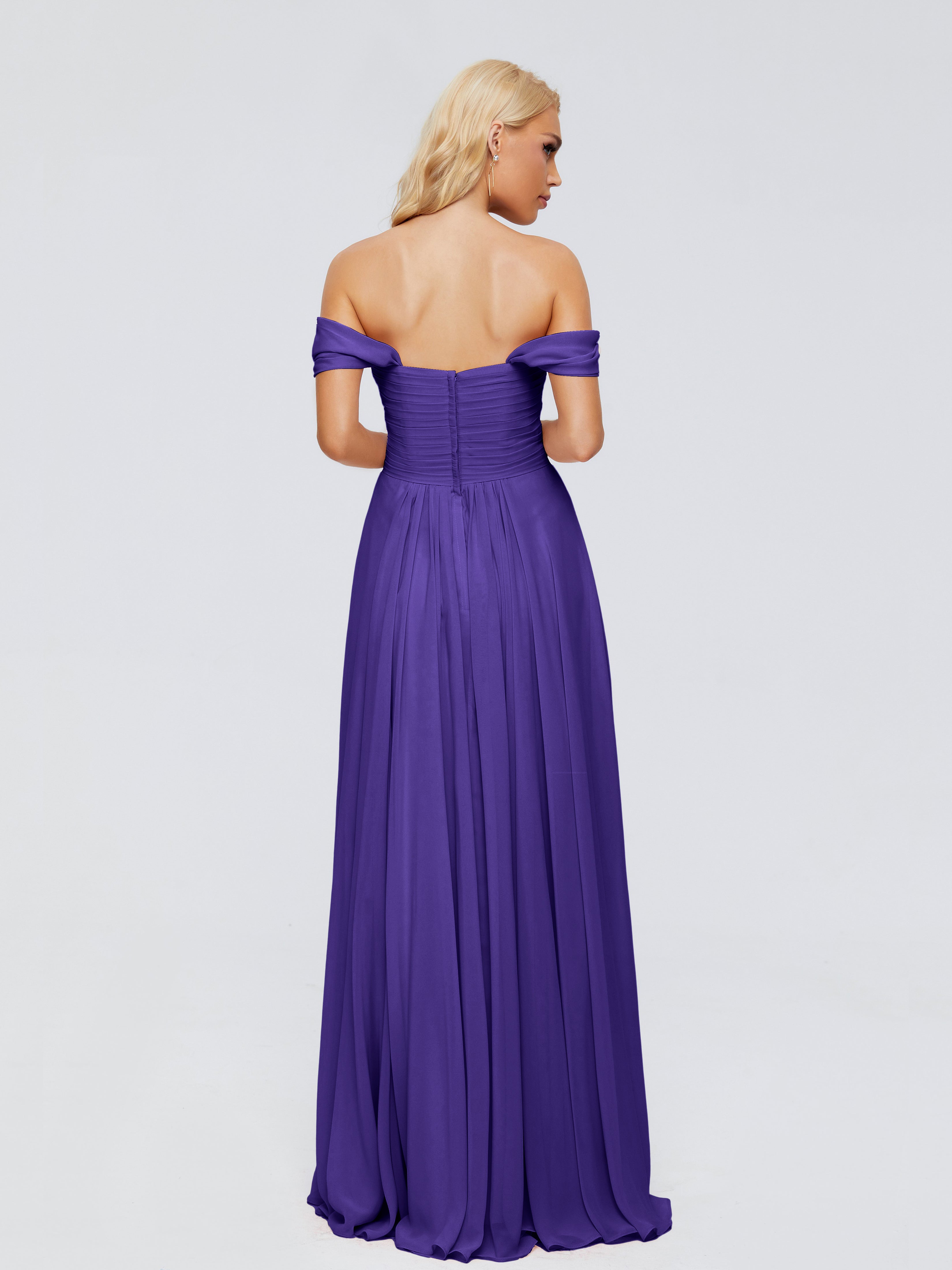 Robes De Demoiselle D'Honneur En Régence Trapèze Encolure Dégagée Mousseline Robes Demoiselle D'Honneur