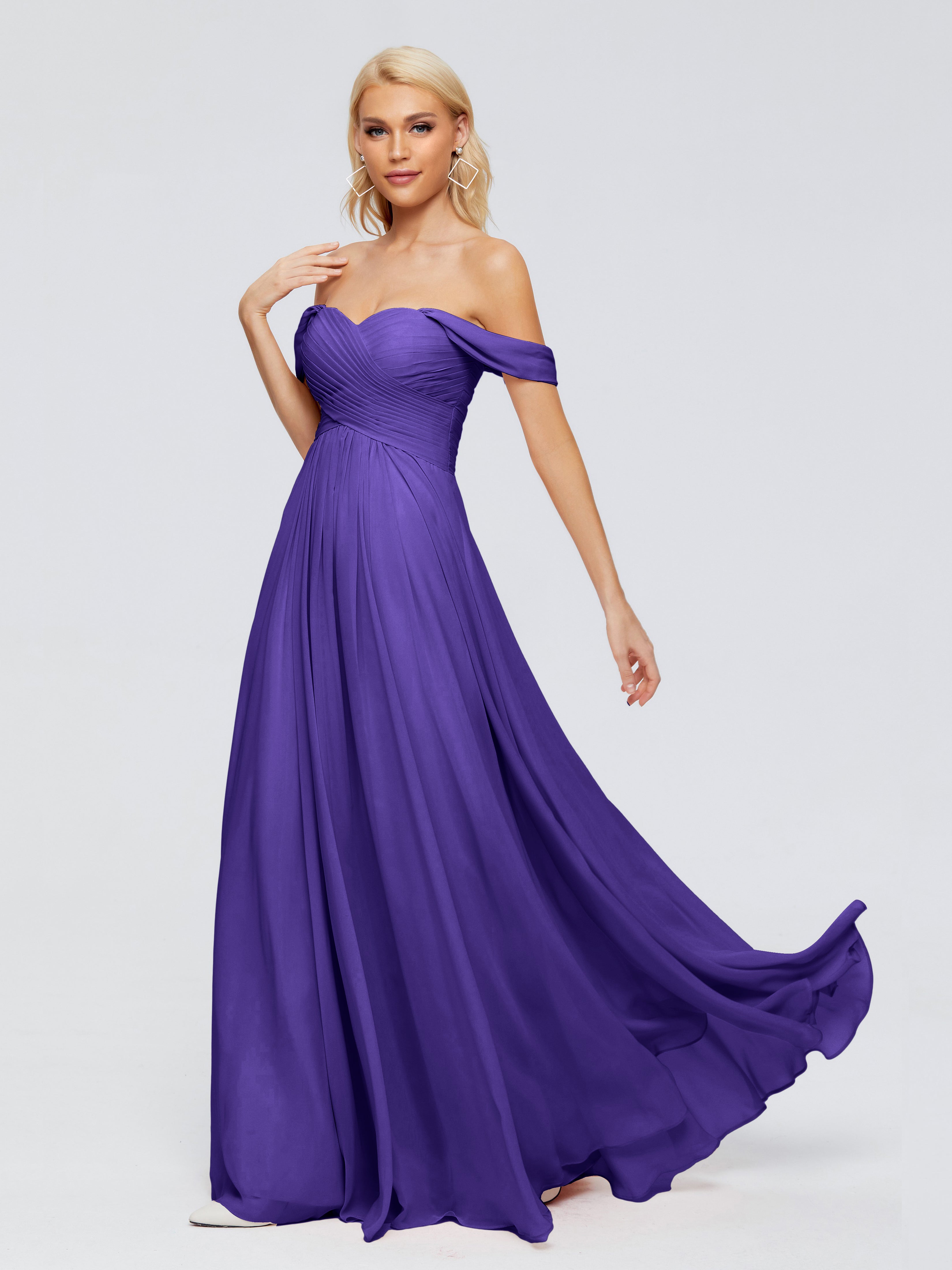 Robes De Demoiselle D'Honneur En Régence Trapèze Encolure Dégagée Mousseline Robes Demoiselle D'Honneur