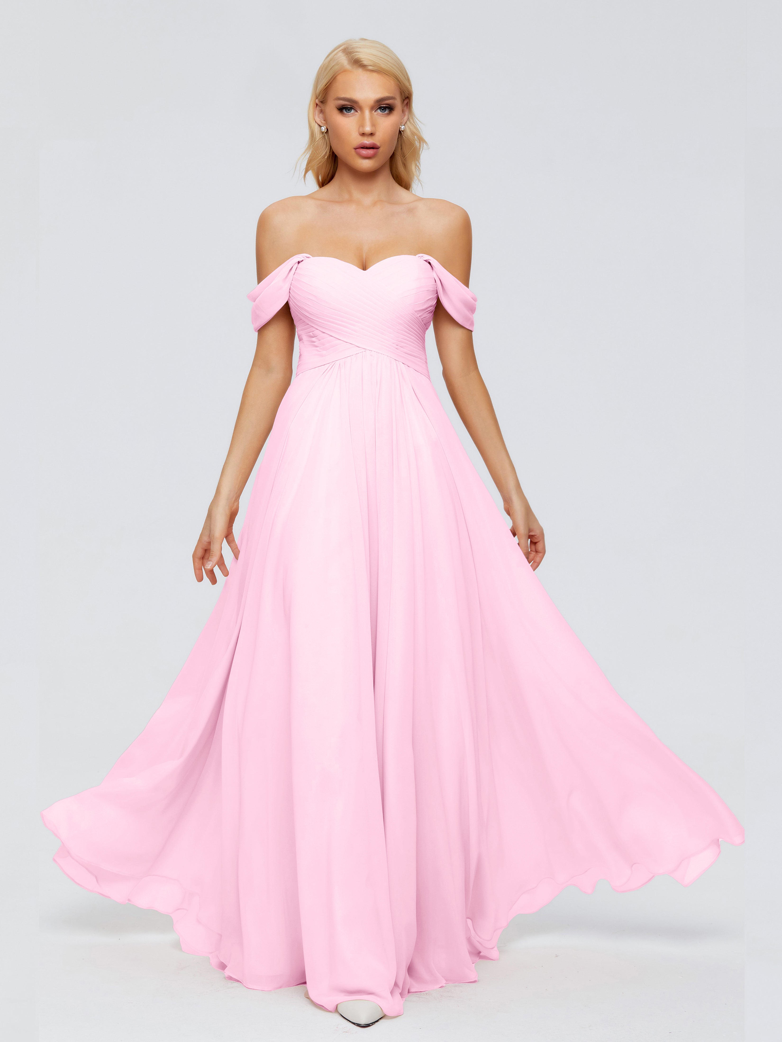 Robe Demoiselle D Honneur Rose Bonbon Trapèze Encolure Dégagée Mousseline Robes Demoiselle D'Honneur