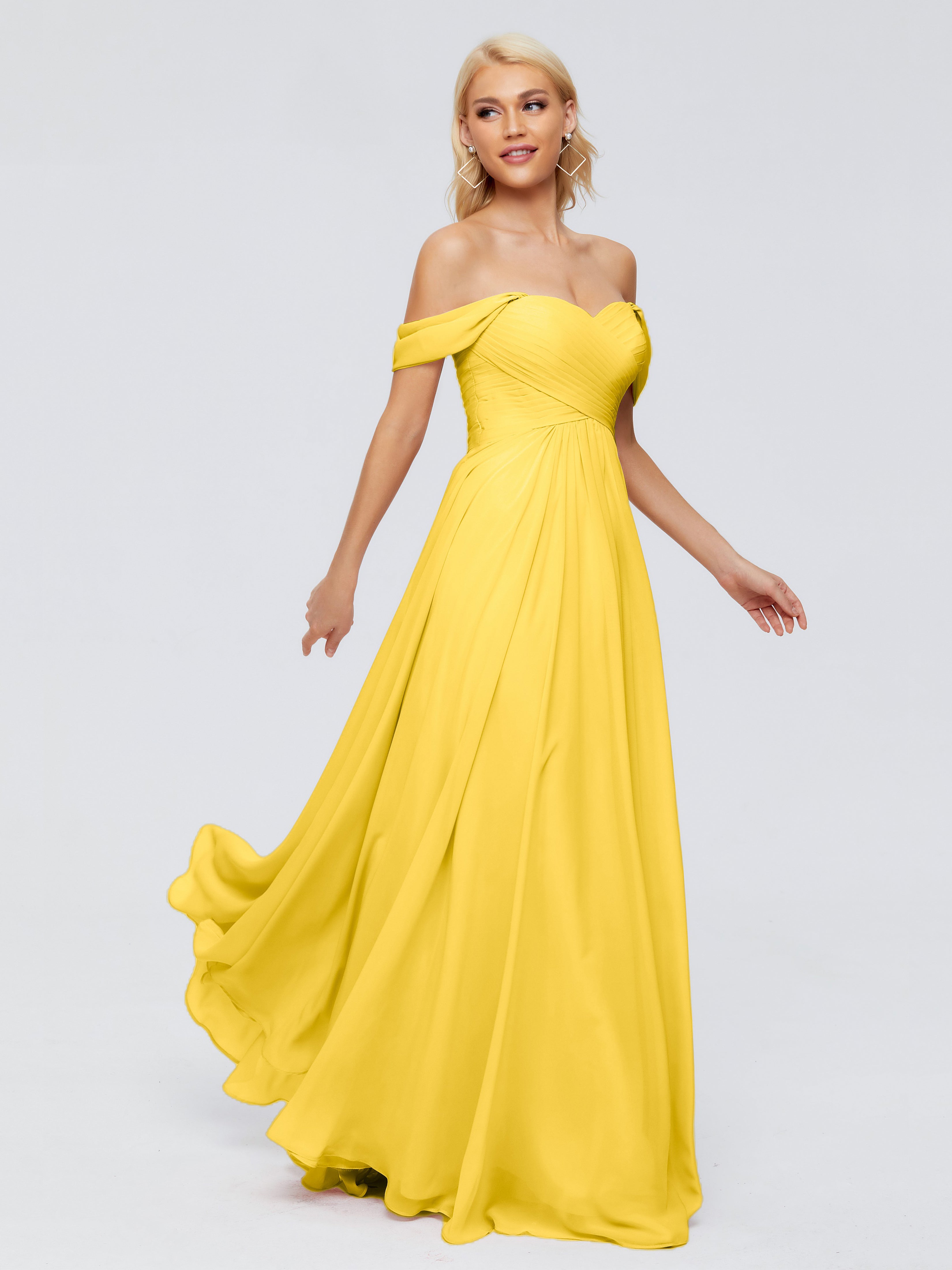 Robe De Demoiselle D'Honneur Souci Trapèze Encolure Dégagée Mousseline Robes Demoiselle D'Honneur