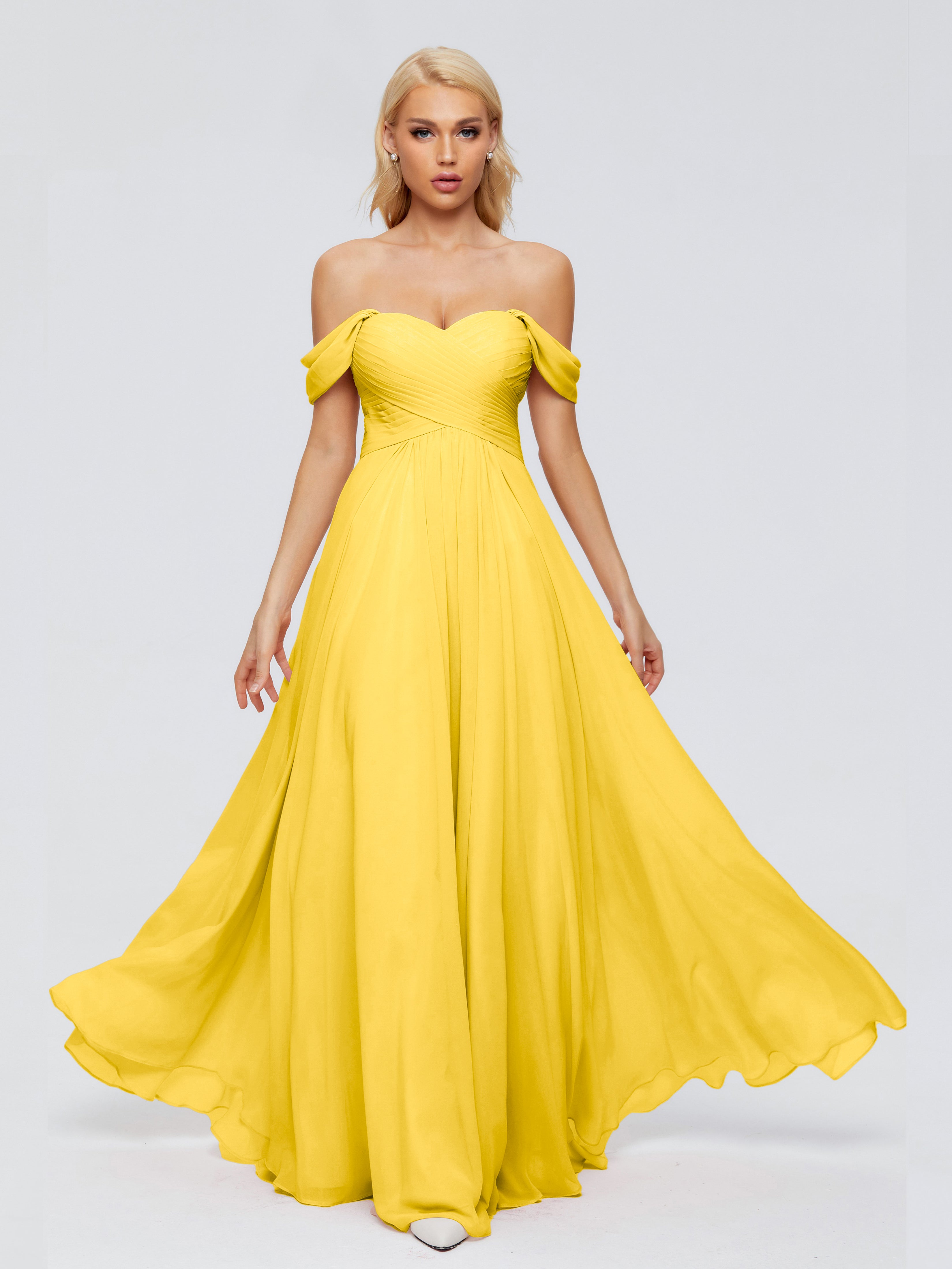 Robe De Demoiselle D'Honneur Souci Trapèze Encolure Dégagée Mousseline Robes Demoiselle D'Honneur