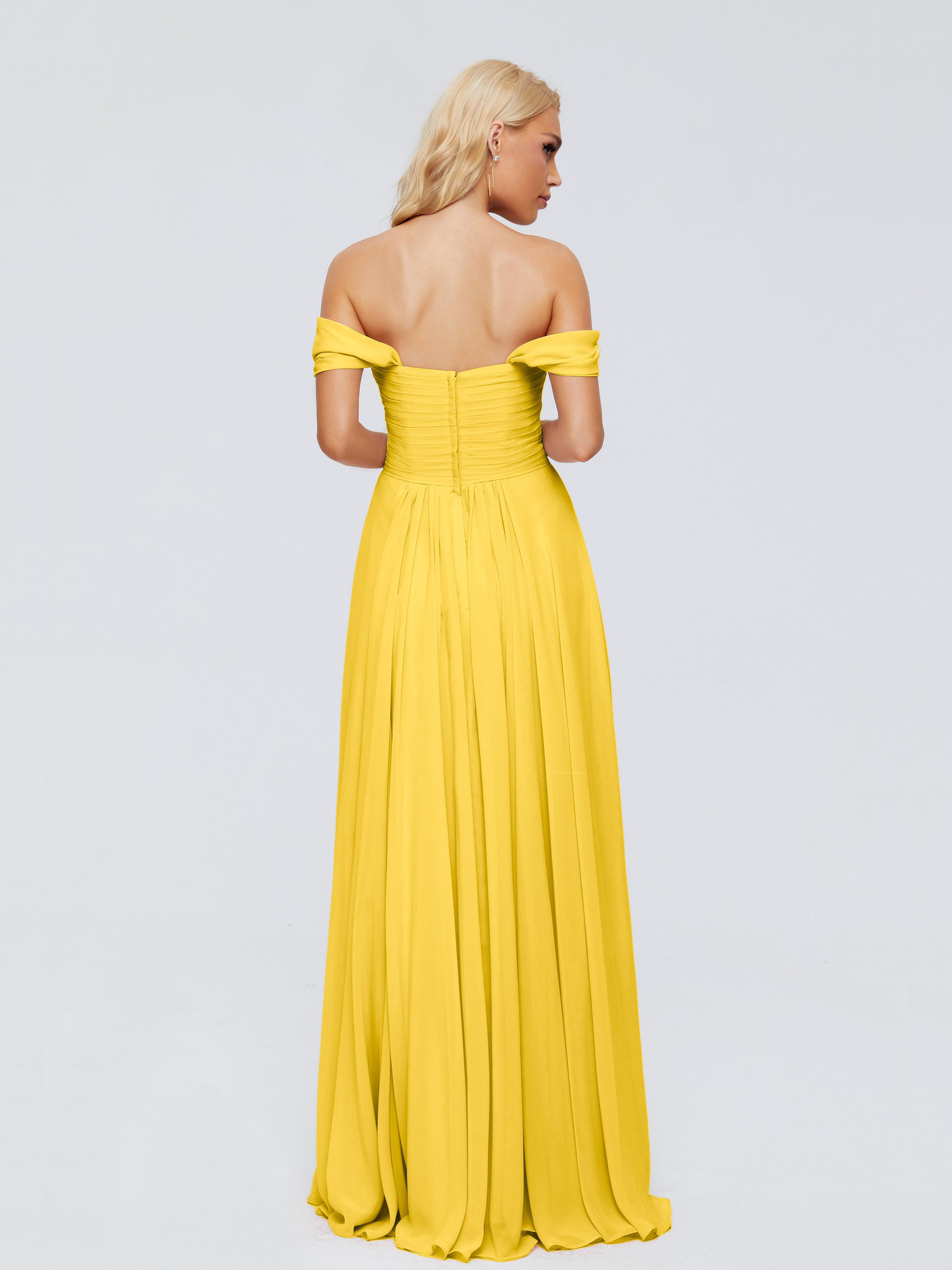 Robe De Demoiselle D'Honneur Souci Trapèze Encolure Dégagée Mousseline Robes Demoiselle D'Honneur