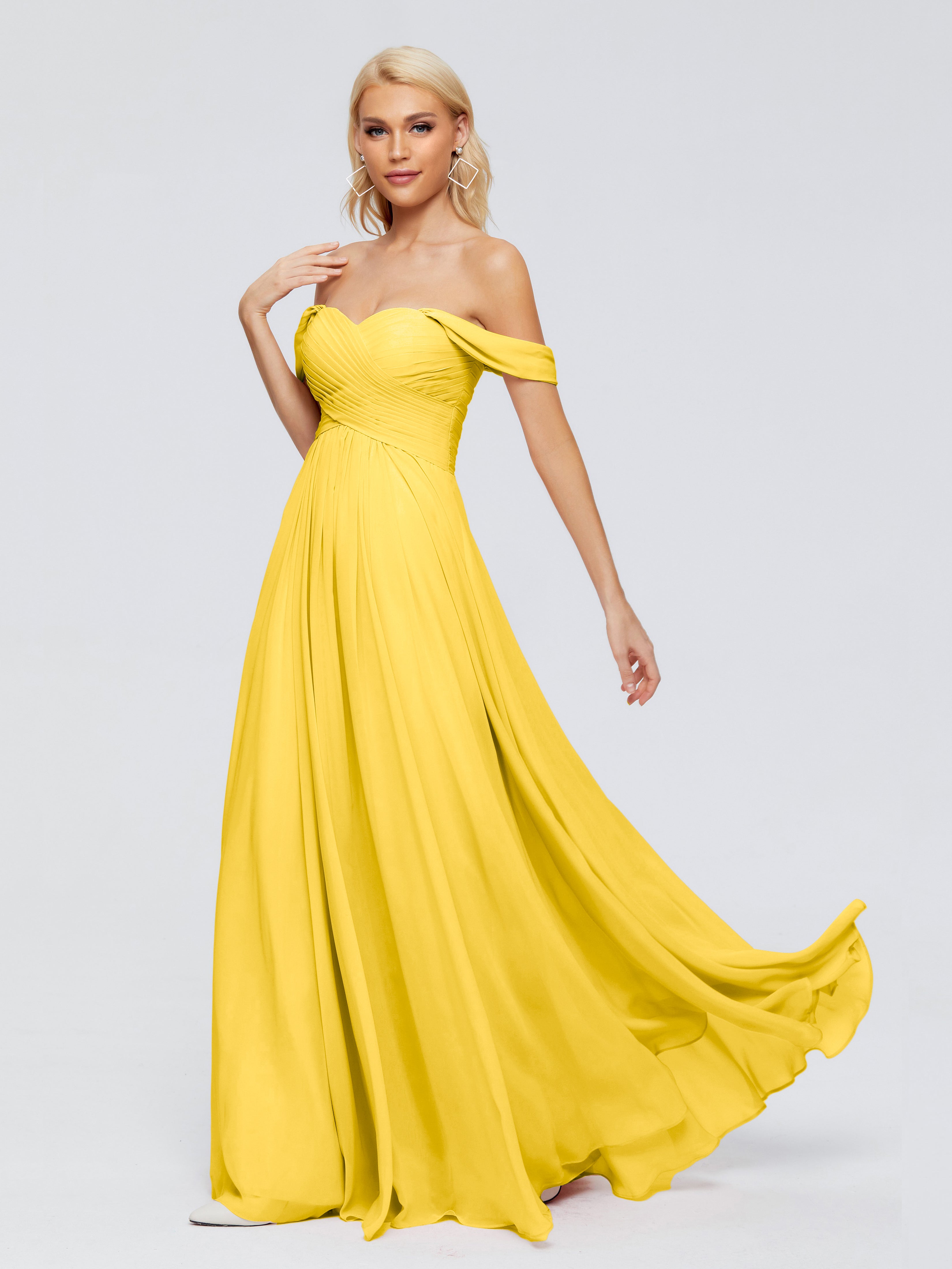 Robe De Demoiselle D'Honneur Souci Trapèze Encolure Dégagée Mousseline Robes Demoiselle D'Honneur