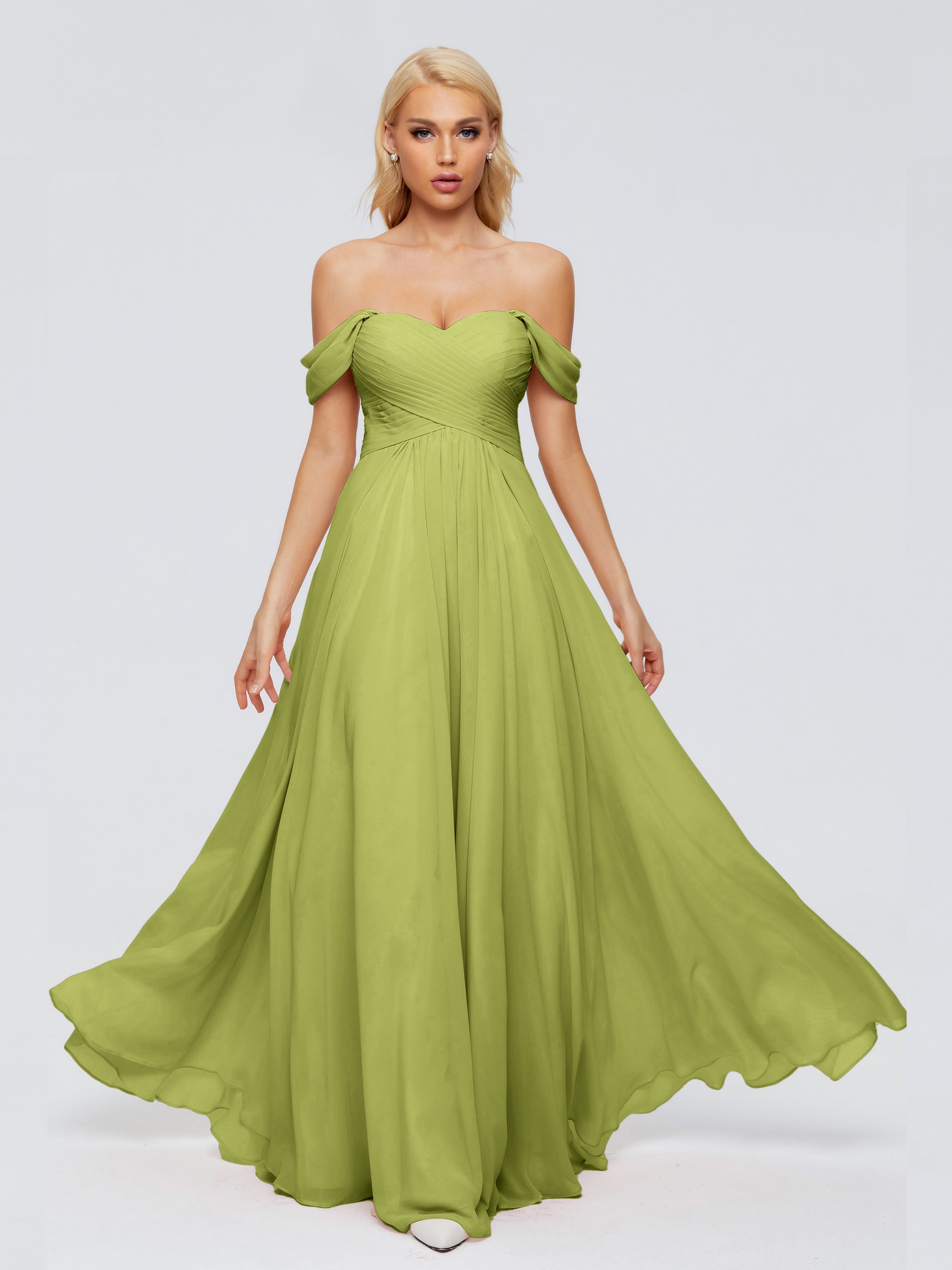 Robes De Demoiselle D'Honneur Trèfle Trapèze Encolure Dégagée Mousseline Robes Demoiselle D'Honneur