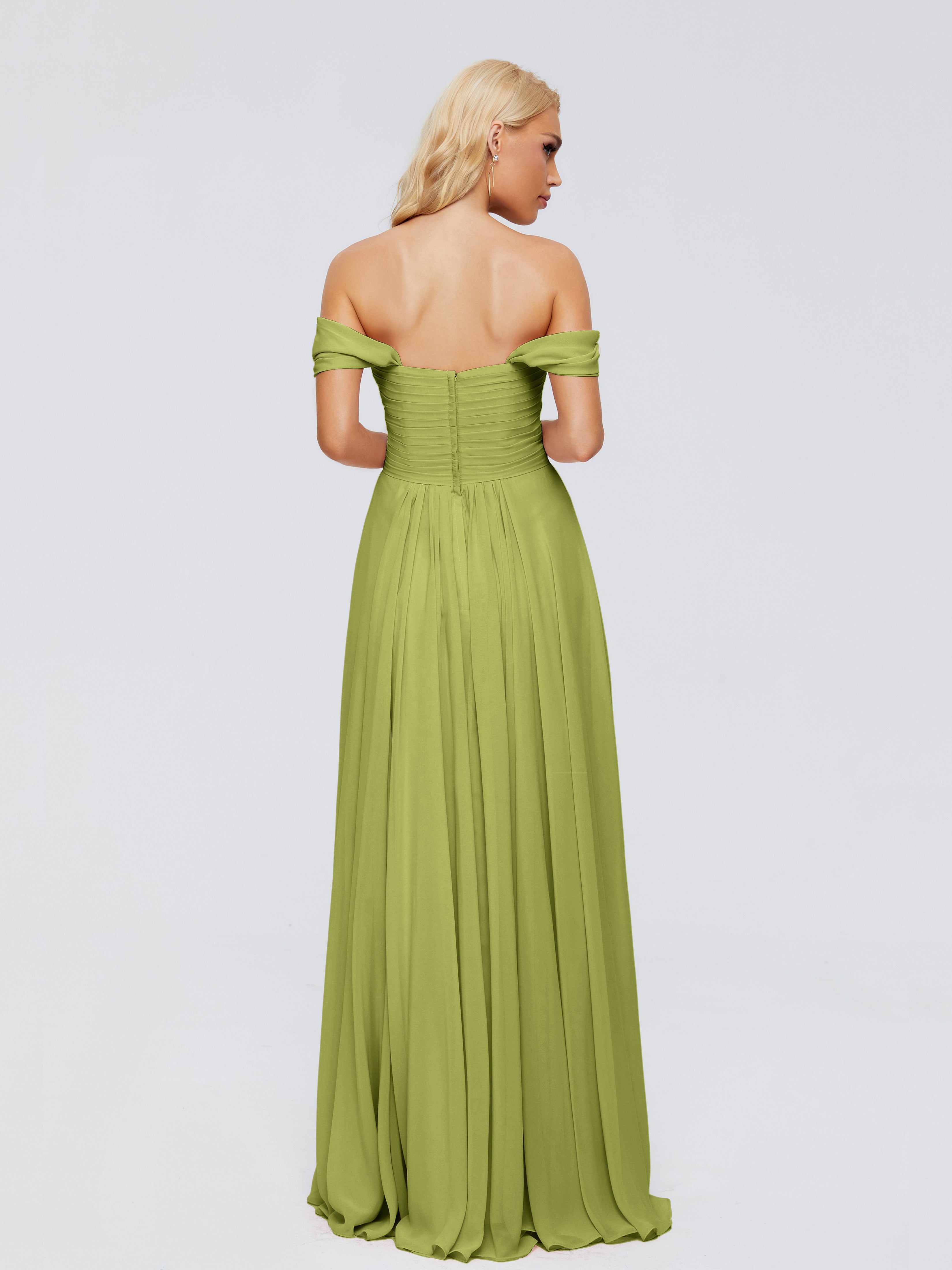 Robes De Demoiselle D'Honneur Trèfle Trapèze Encolure Dégagée Mousseline Robes Demoiselle D'Honneur