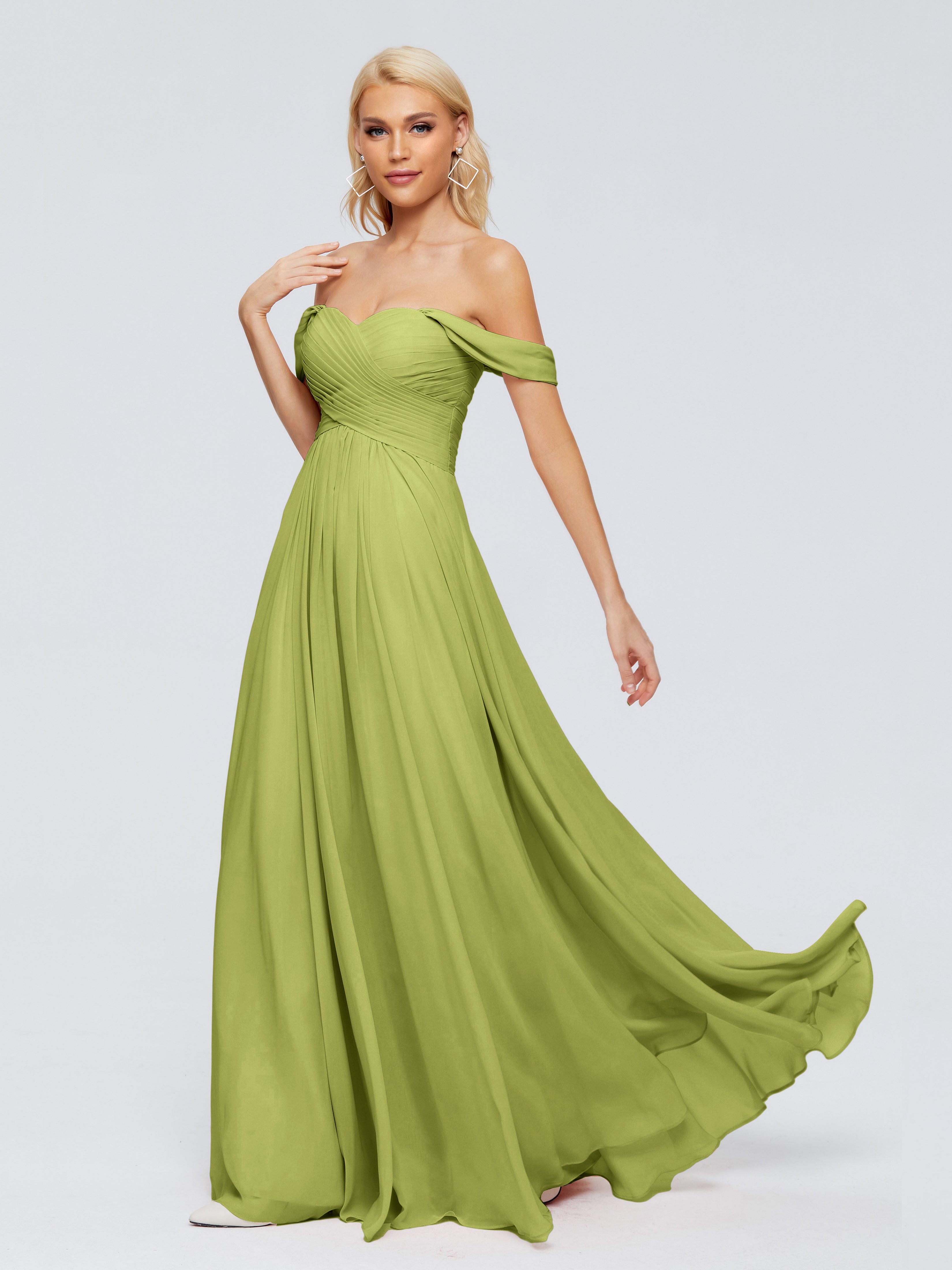 Robes De Demoiselle D'Honneur Trèfle Trapèze Encolure Dégagée Mousseline Robes Demoiselle D'Honneur
