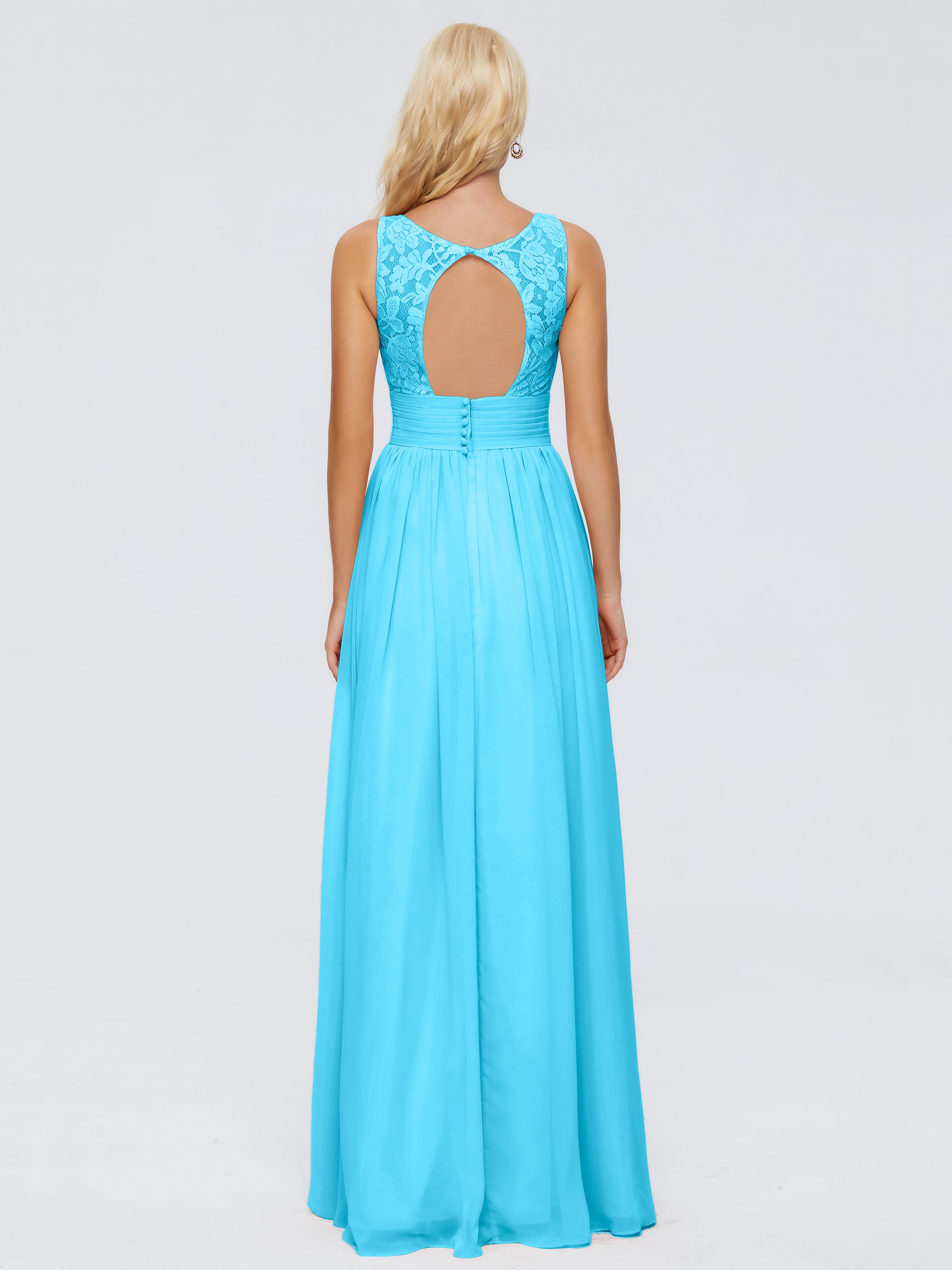 Robe De Demoiselle D'Honneur En Piscine Trapèze Sans Manches Col V Bretelle Mousseline Robes Demoiselle D'Honneur