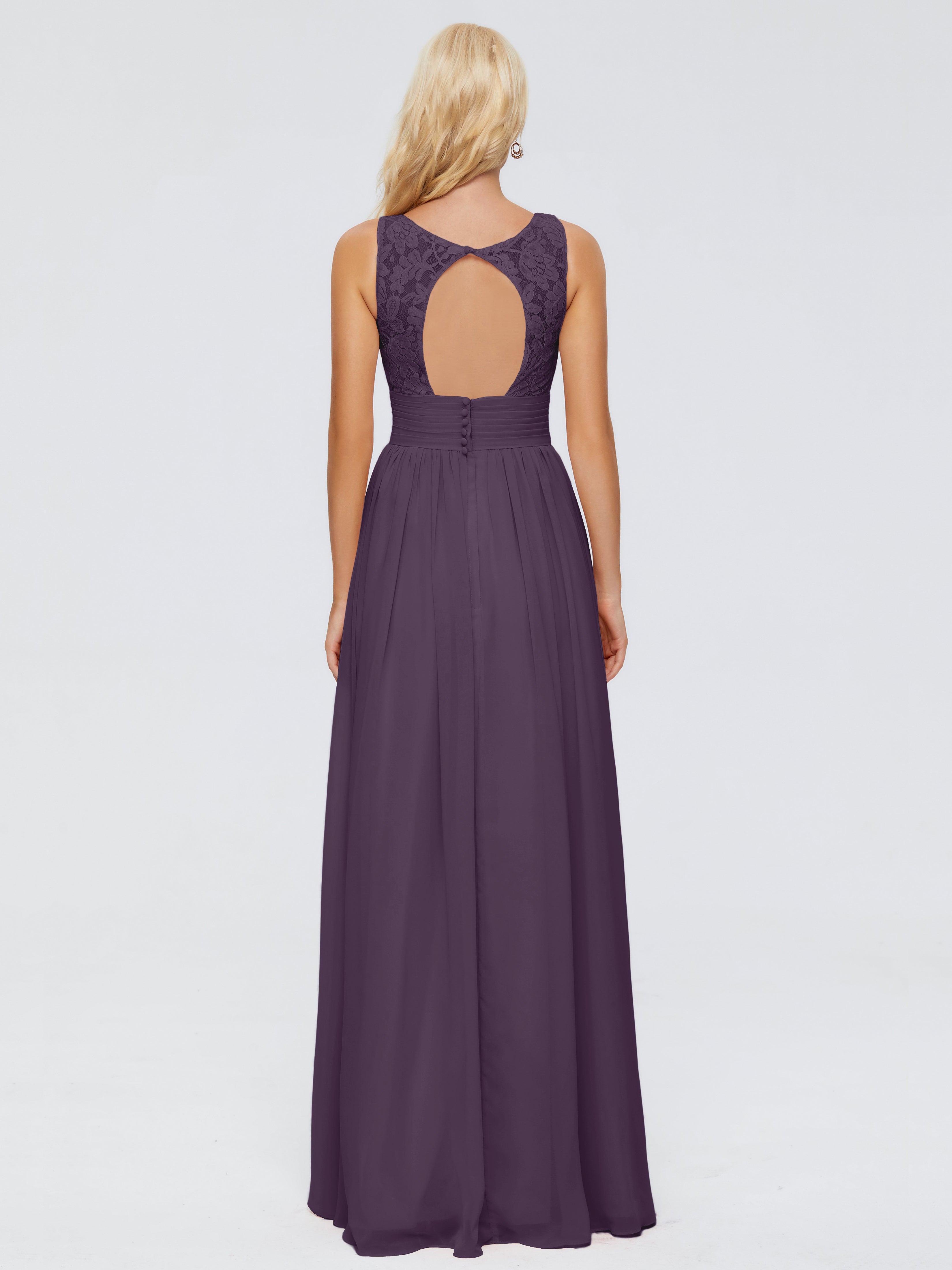 Robe De Demoiselle D'Honneur En Plum Trapèze Col V Bretelle Mousseline Robes Demoiselle D'Honneur