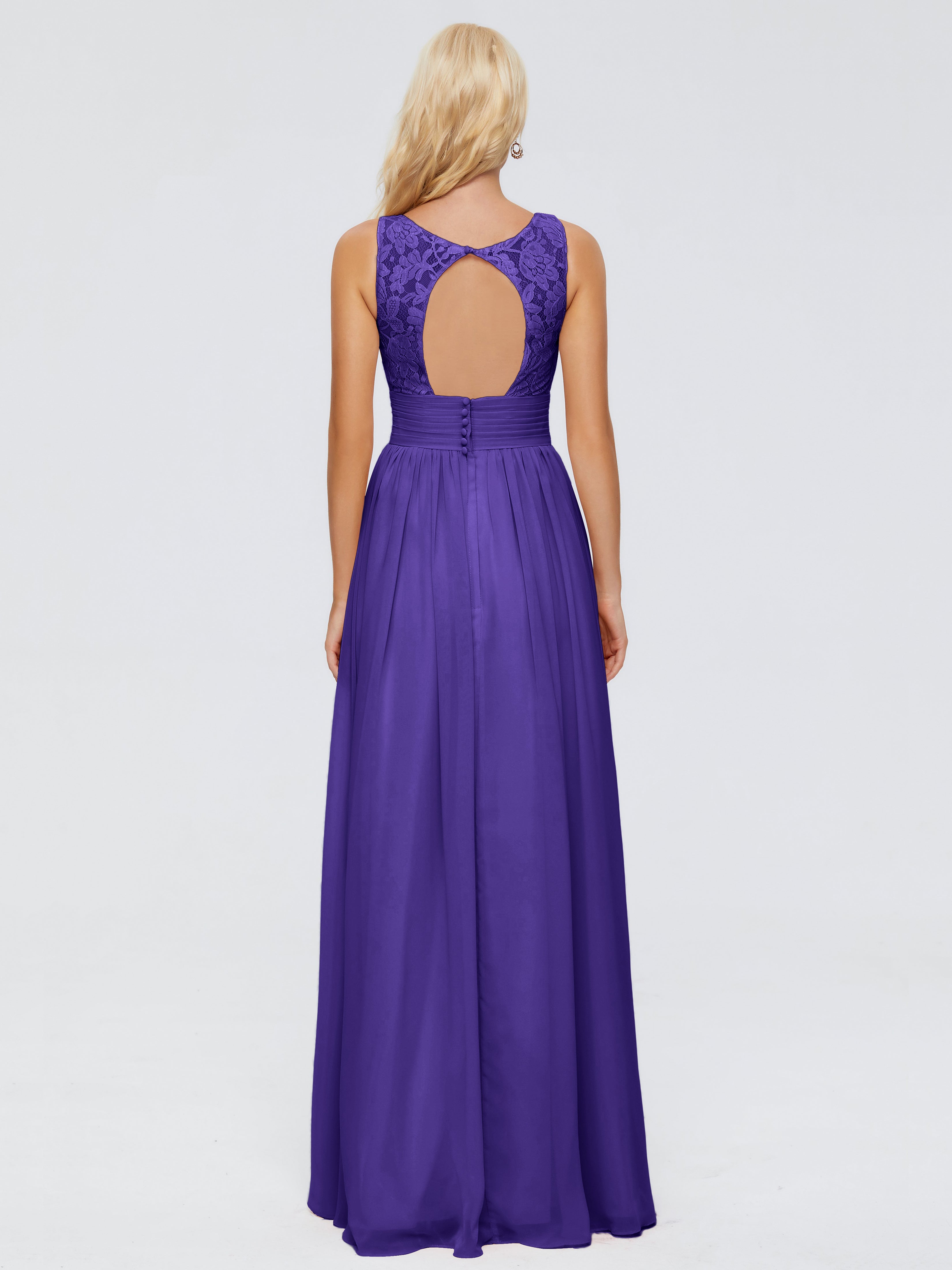 Robes De Demoiselle D'Honneur En Régence Trapèze Sans Manches Col V Bretelle Mousseline Robes Demoiselle D'Honneur