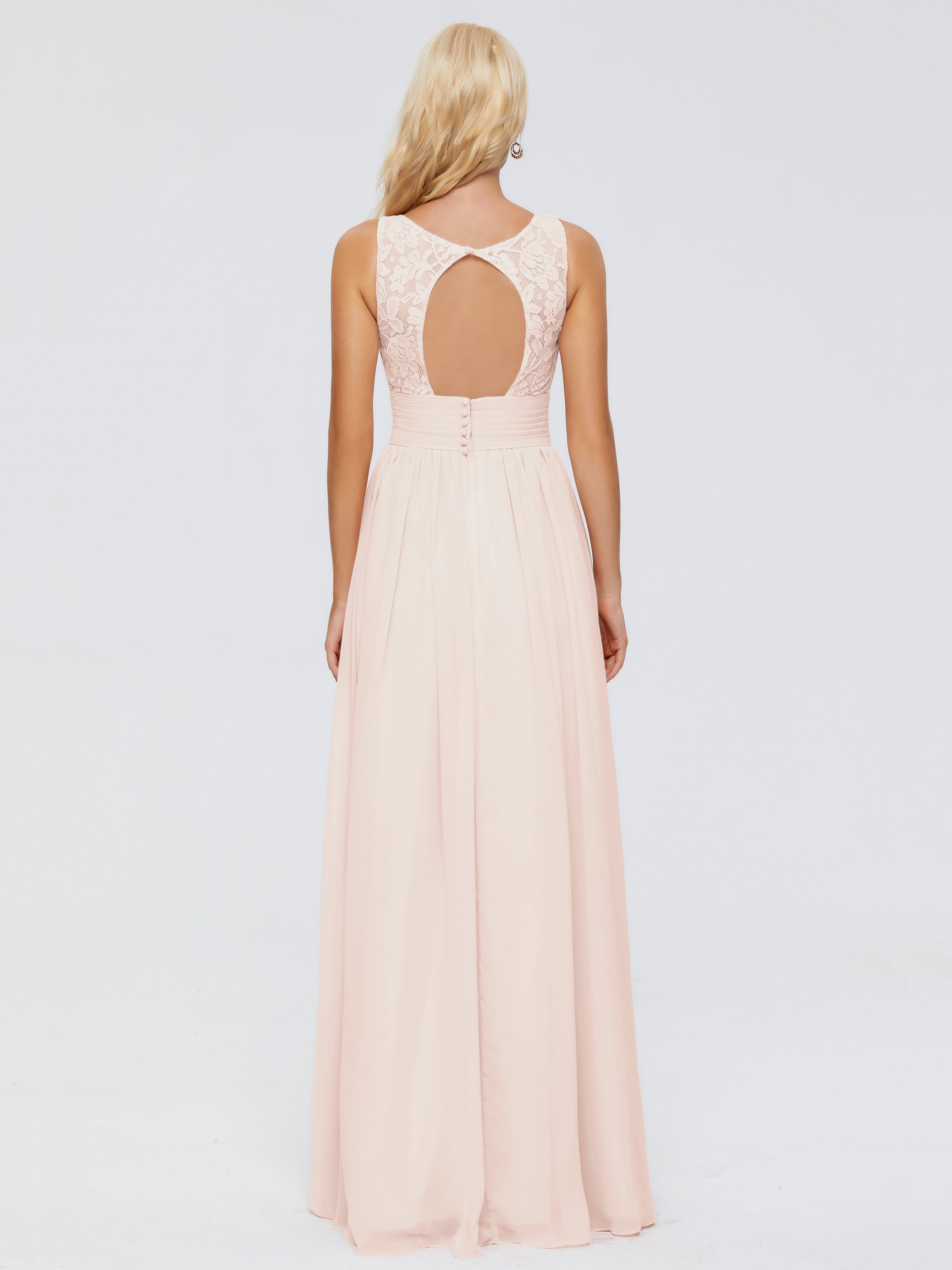 Robe De Demoiselle D'Honneur En Perles Trapèze Col V Bretelle Mousseline Robes Demoiselle D'Honneur