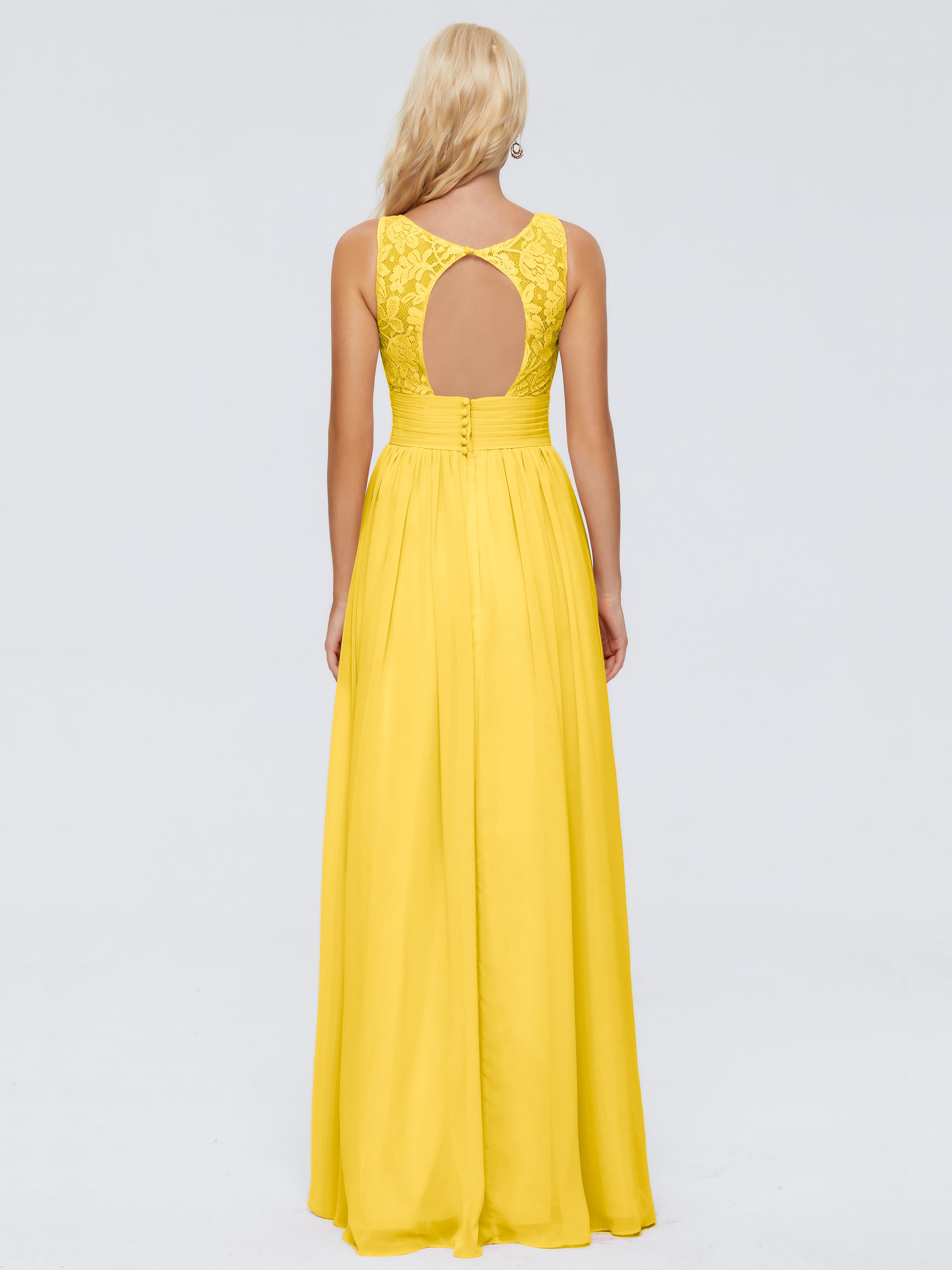 Robe De Demoiselle D'Honneur Souci Trapèze Sans Manches Col V Bretelle Mousseline Robes Demoiselle D'Honneur