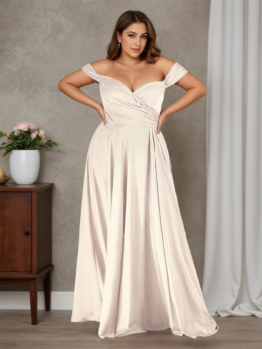 Cicinia Robe de Mariée Longue A-Line Épaules Dénudées Fente Ravissante