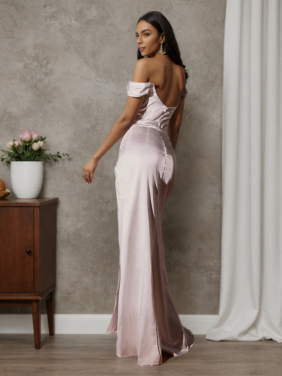 Cicinia Robe de Mariée de Cérémonie Longue Fourreau Épaules Dénudées Fente