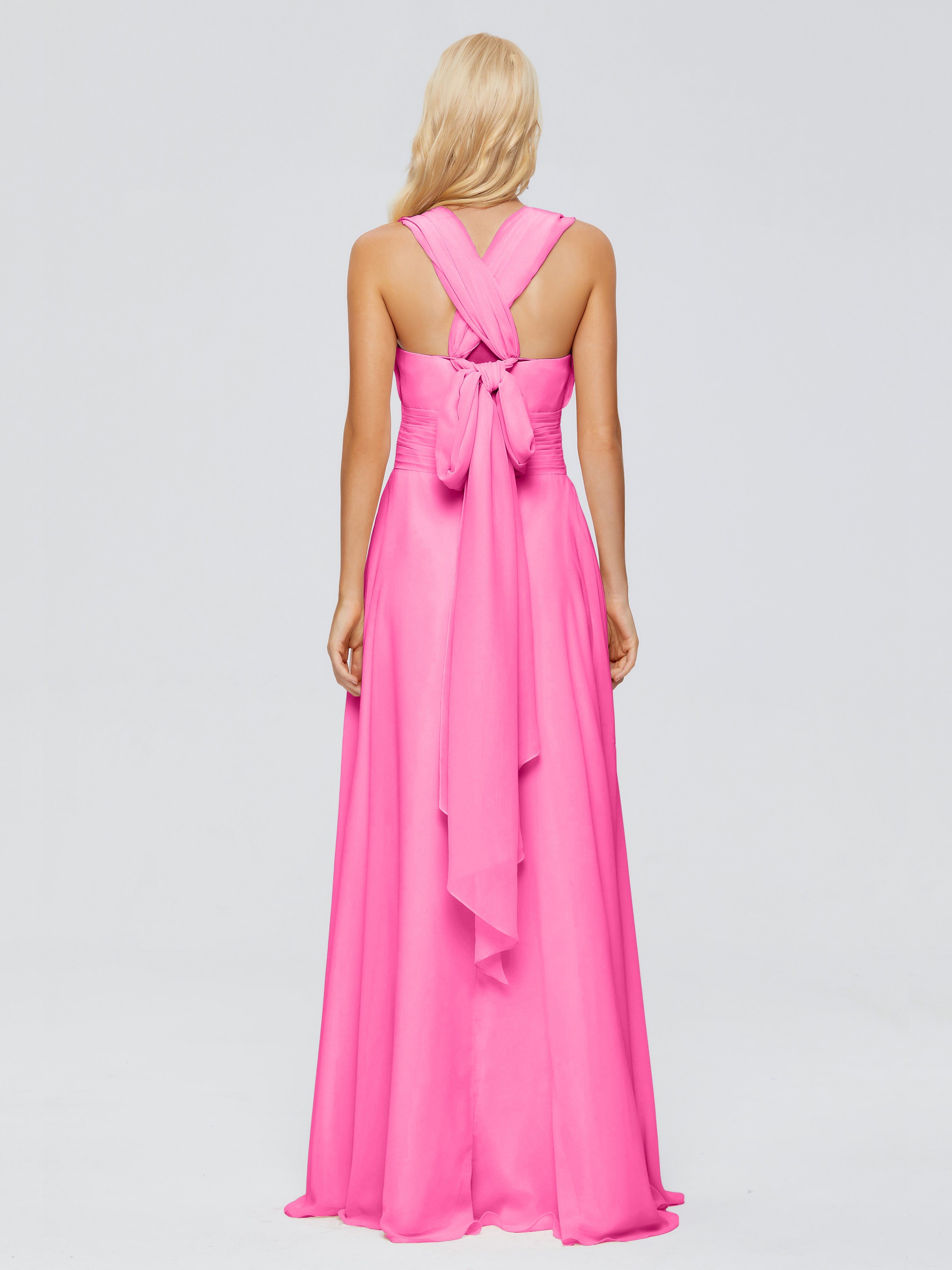 Robe Demoiselle D Honneur Azalée Trapèze Bretelle Ruban Mousseline Robes Demoiselle D'Honneur