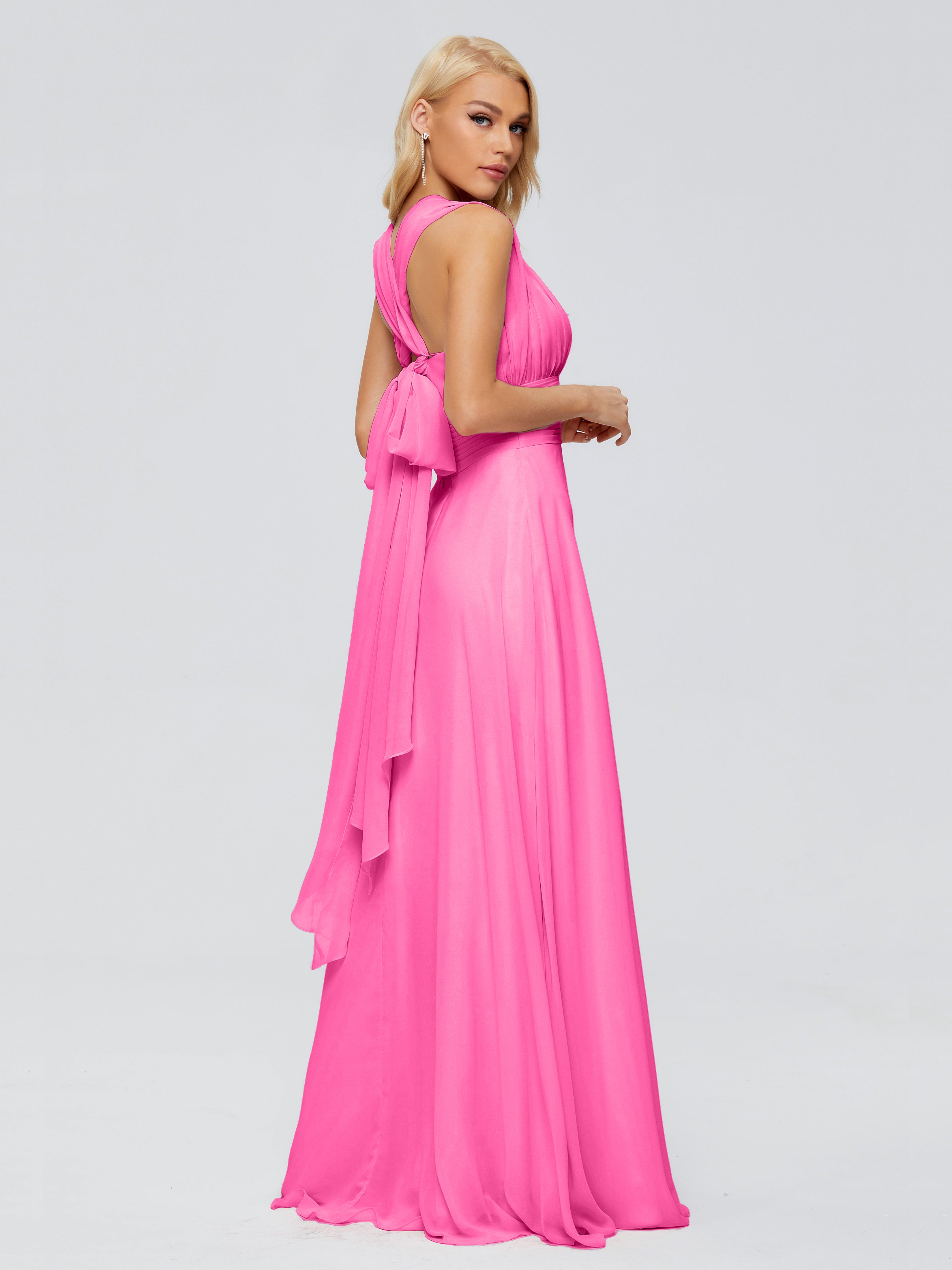 Robe Demoiselle D Honneur Azalée Trapèze Bretelle Ruban Mousseline Robes Demoiselle D'Honneur