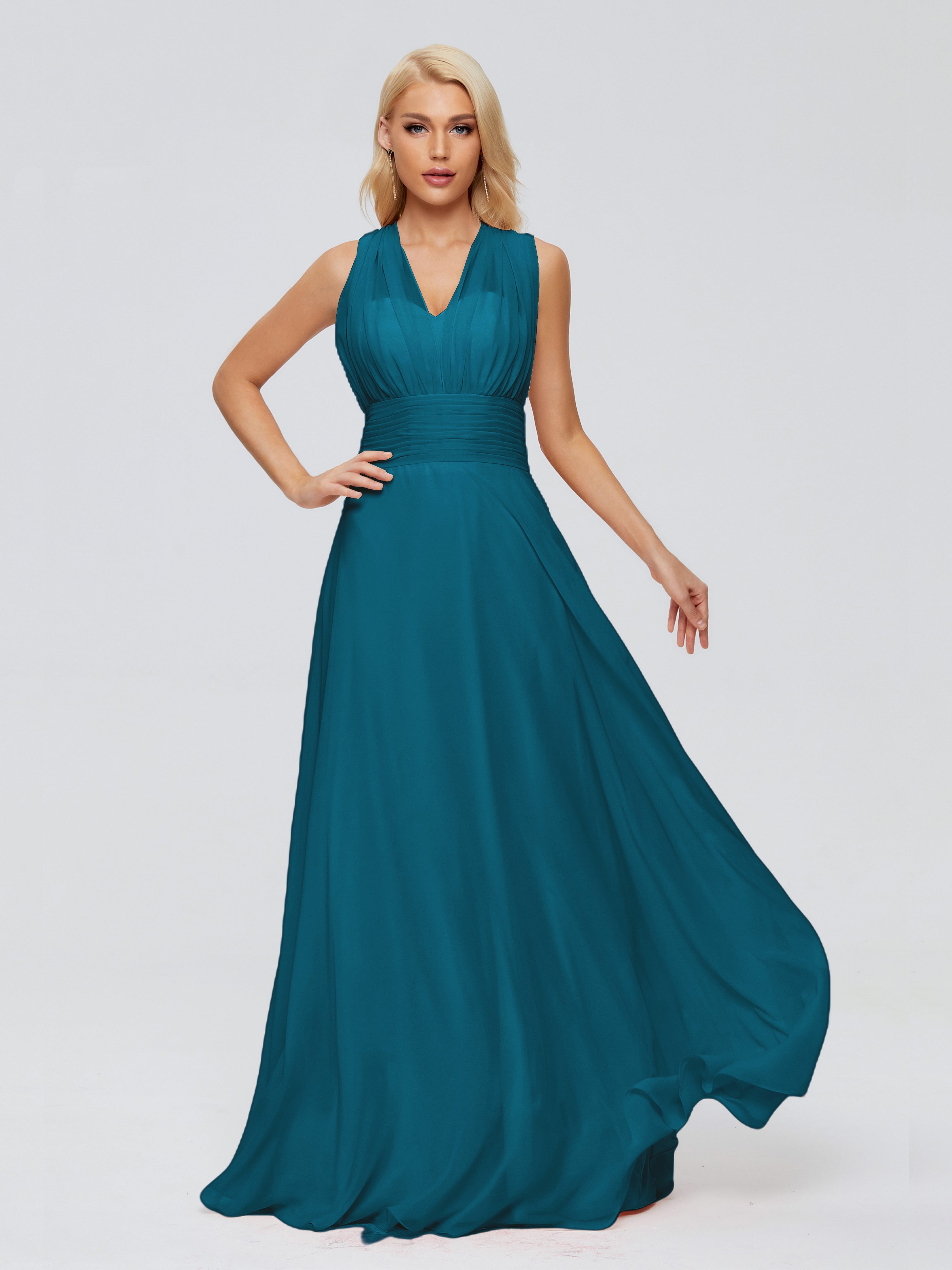 Robe De Demoiselle D'Honneur Bleu Encre Trapèze Bretelle Ruban Mousseline Robes Demoiselle D'Honneur