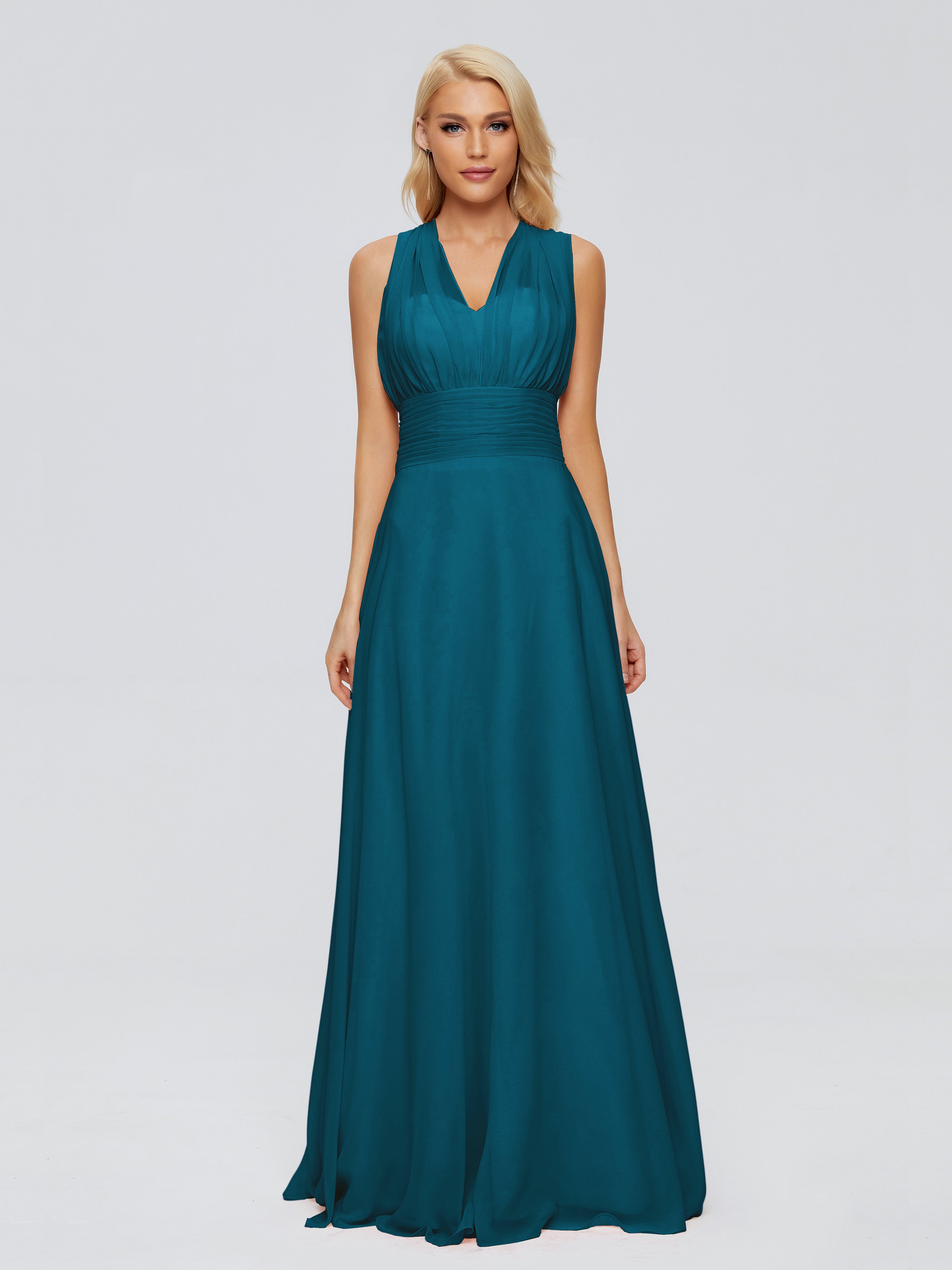 Robe De Demoiselle D'Honneur Bleu Encre Trapèze Bretelle Ruban Mousseline Robes Demoiselle D'Honneur