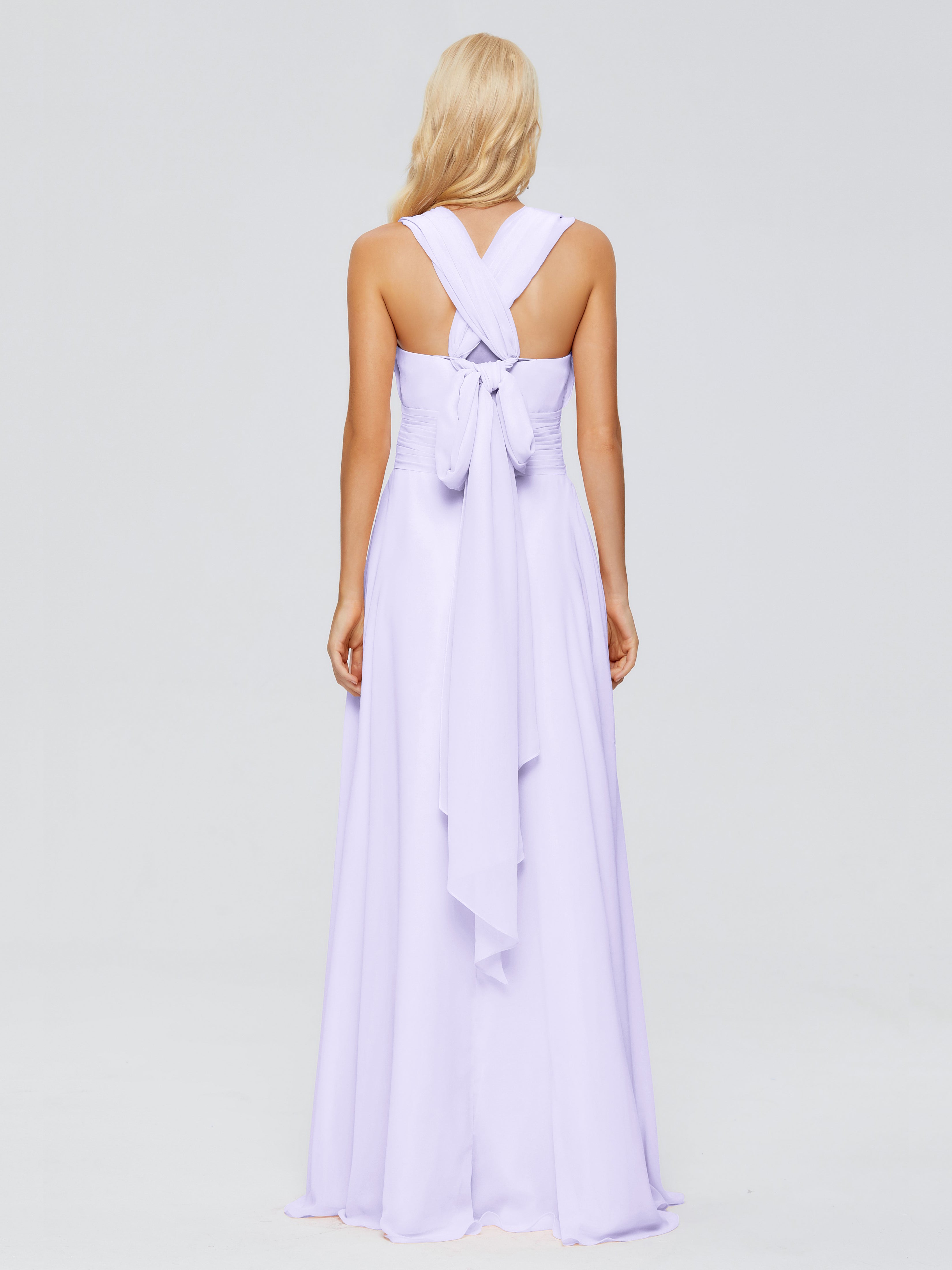 Robe De Demoiselle D Honneur Lilas Trapèze Bretelle Ruban Mousseline Robes Demoiselle D'Honneur