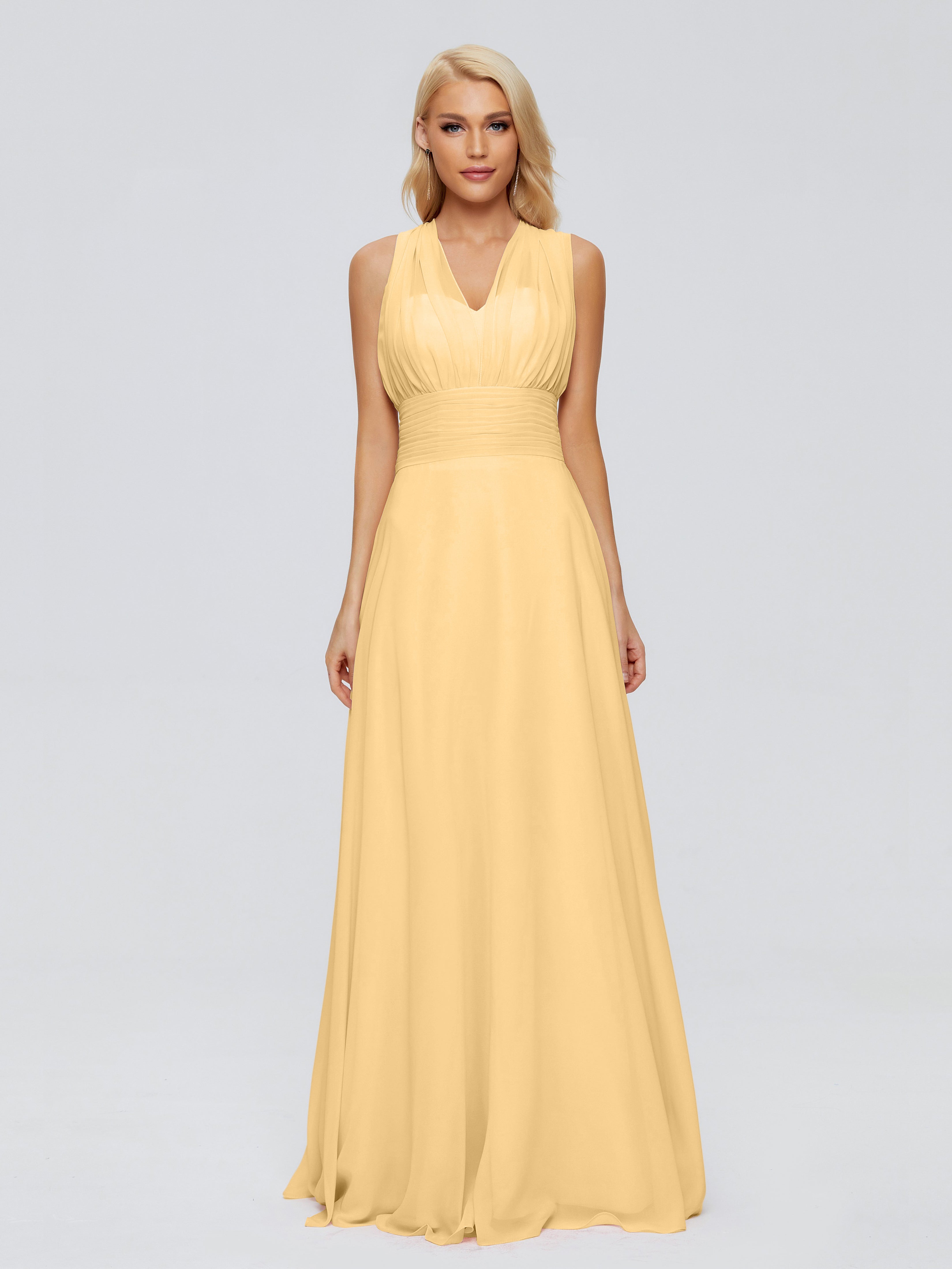 Robe Demoiselle D Honneur Couleur Or Trapèze Bretelle Ruban Mousseline Robes Demoiselle D'Honneur