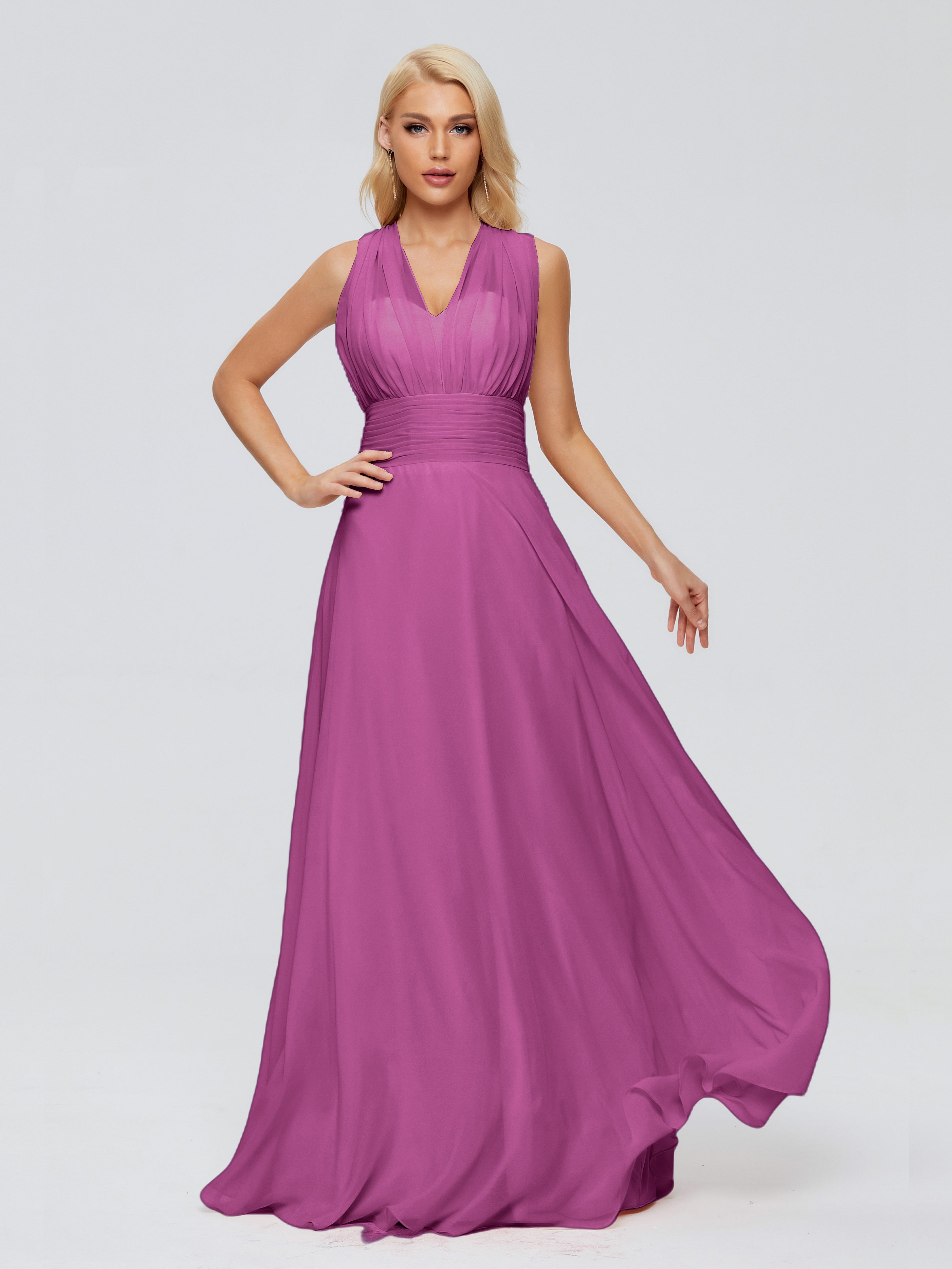 Robes De Demoiselle D'Honneur Orchidée Trapèze Bretelle Ruban Mousseline Robes Demoiselle D'Honneur