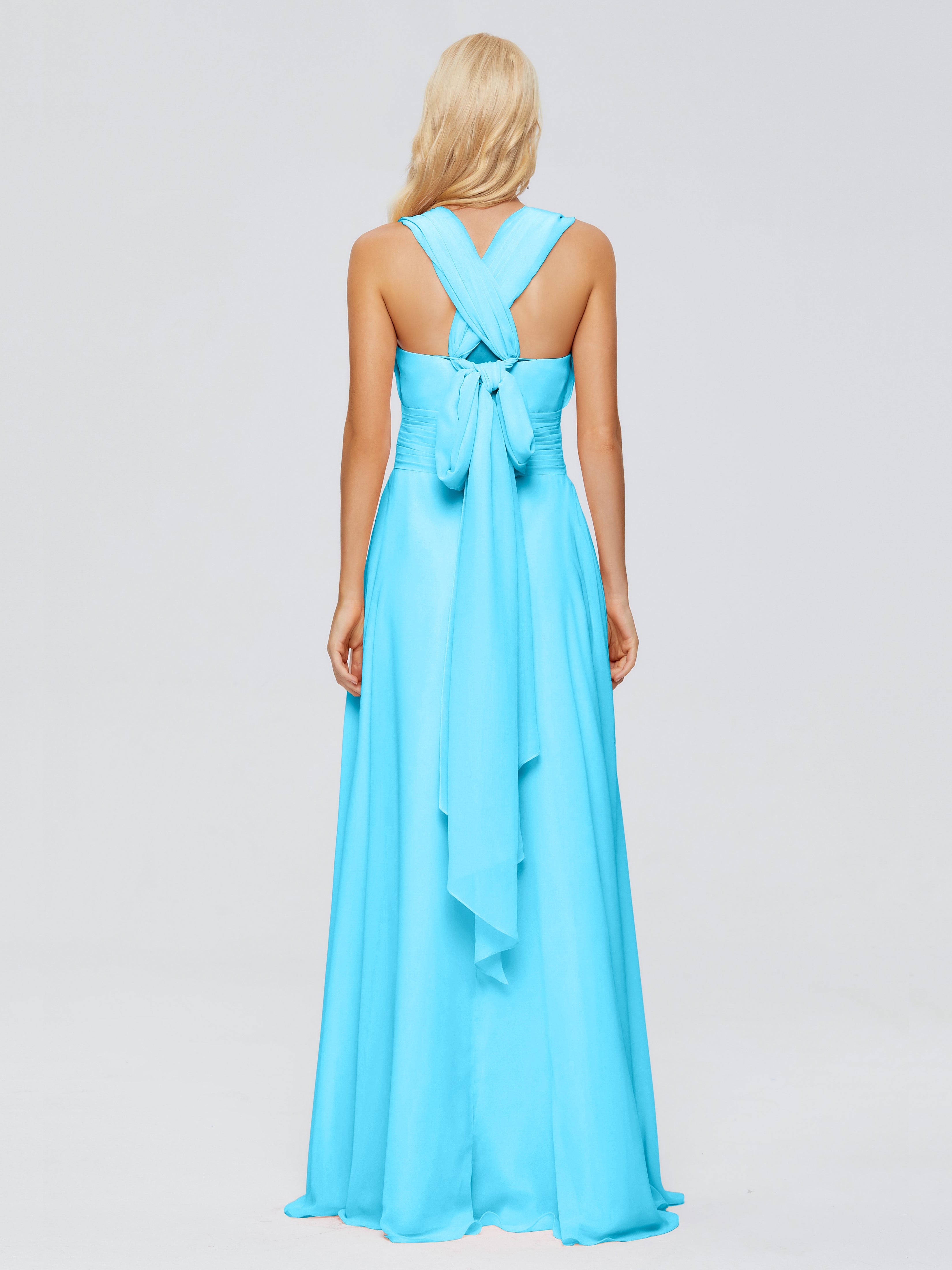 Robe De Demoiselle D'Honneur En Piscine Trapèze Bretelle Ruban Mousseline Robes Demoiselle D'Honneur