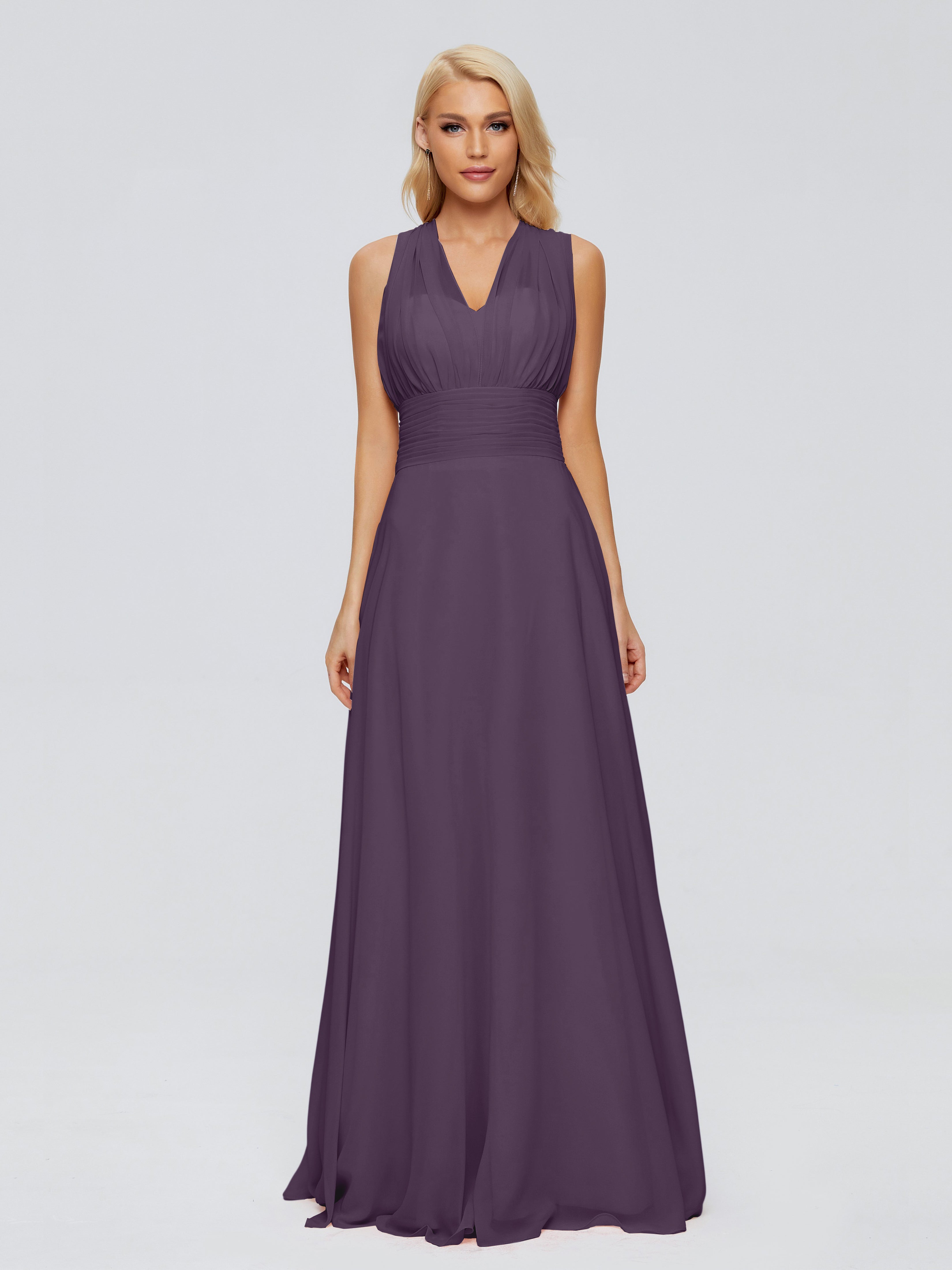 Robe De Demoiselle D'Honneur En Plum Trapèze Bretelle Ruban Mousseline Robes Demoiselle D'Honneur