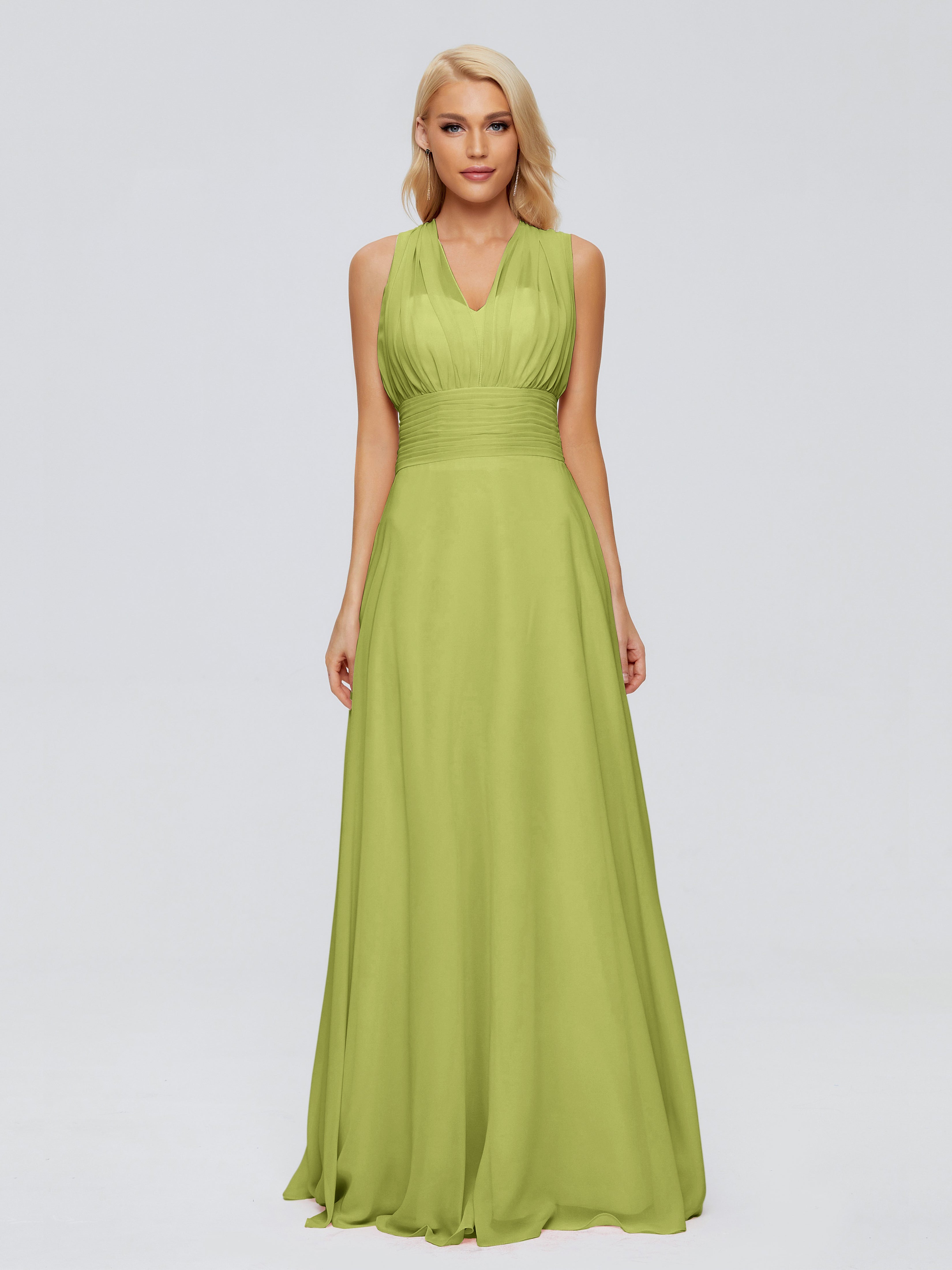 Robes De Demoiselle D'Honneur Trèfle Trapèze Bretelle Ruban Mousseline Robes Demoiselle D'Honneur