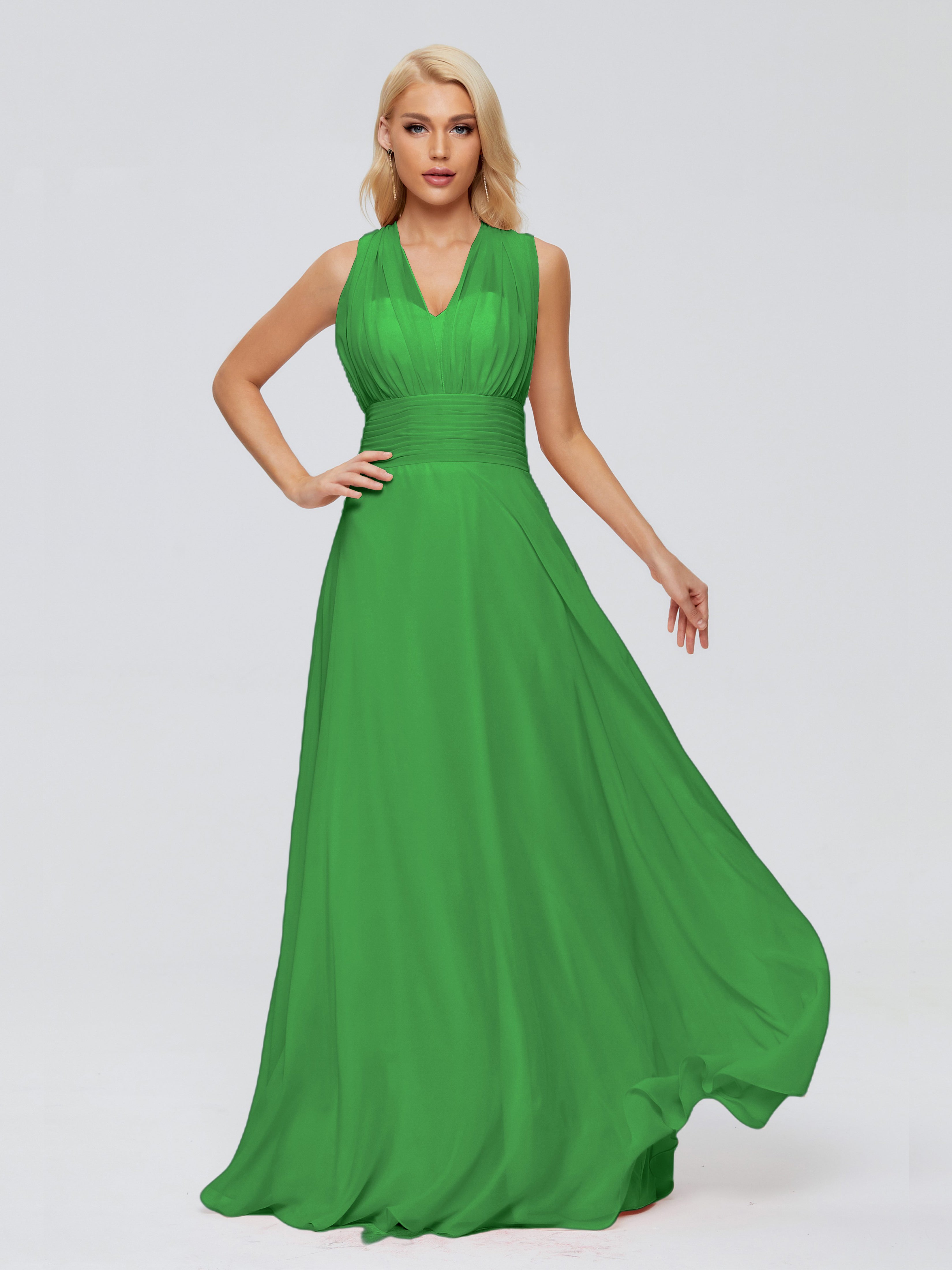 Robe Verte Demoiselle D Honneur Trapèze Bretelle Ruban Mousseline Robes Demoiselle D'Honneur