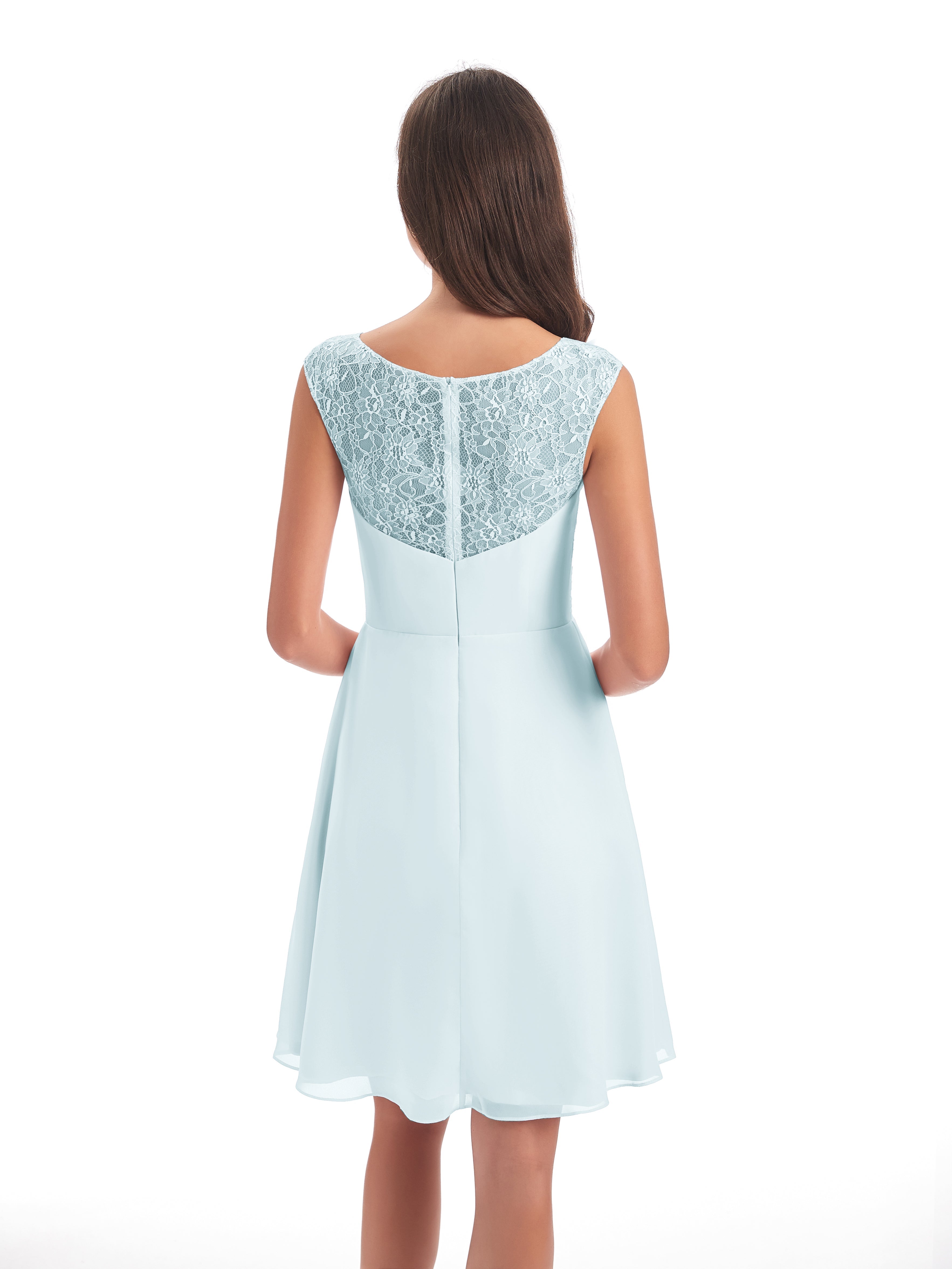 Robe De Demoiselle D'Honneur Brume Courte Dentelle/Mousseline Robes Demoiselle D'Honneur Avec Plissé