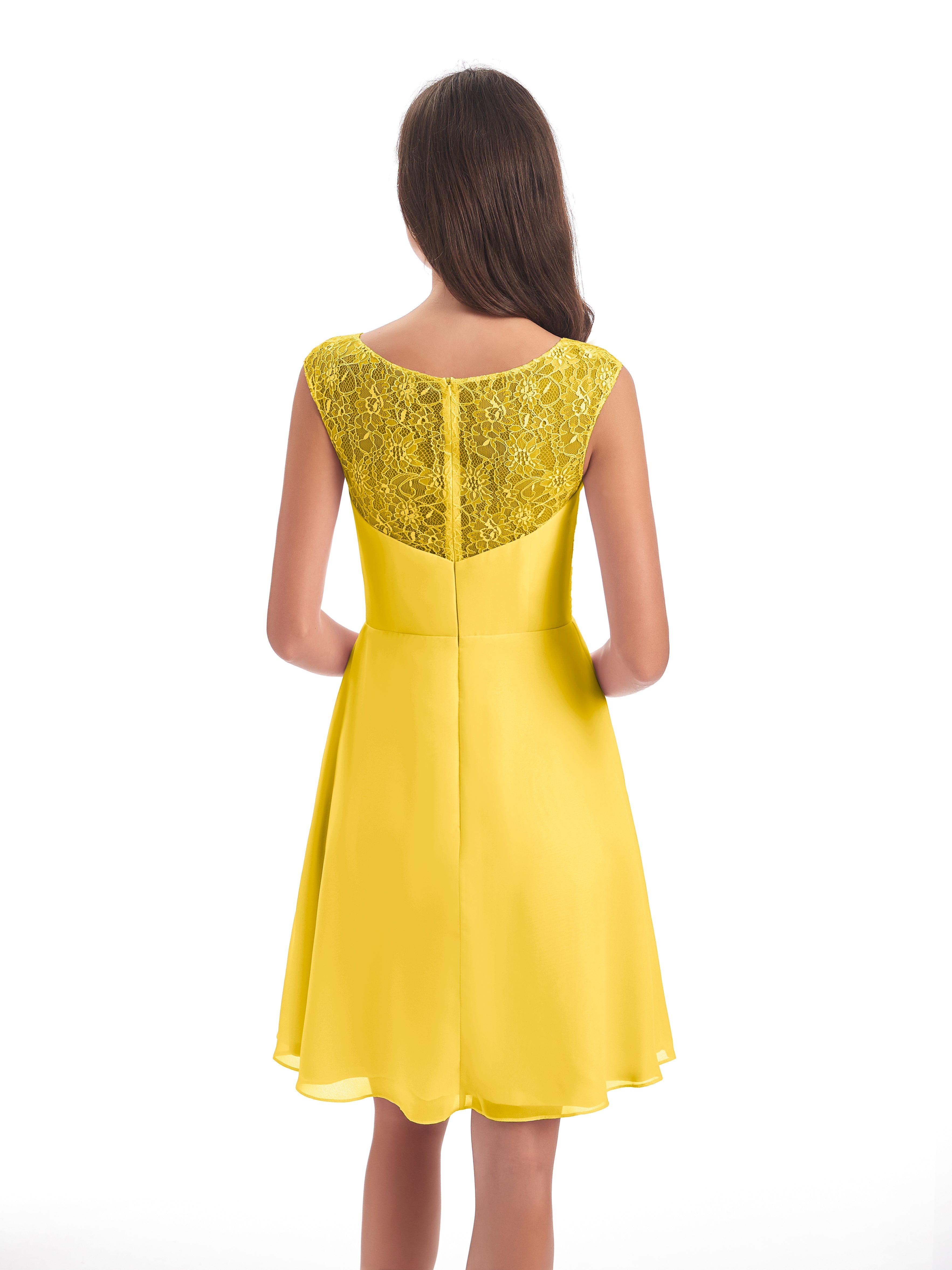 Robe De Demoiselle D'Honneur Souci Courte Dentelle/Mousseline Robes Demoiselle D'Honneur Avec Plissé